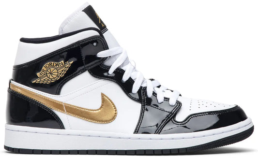 Jordan 1 Low Patent Black/White/Gold 10