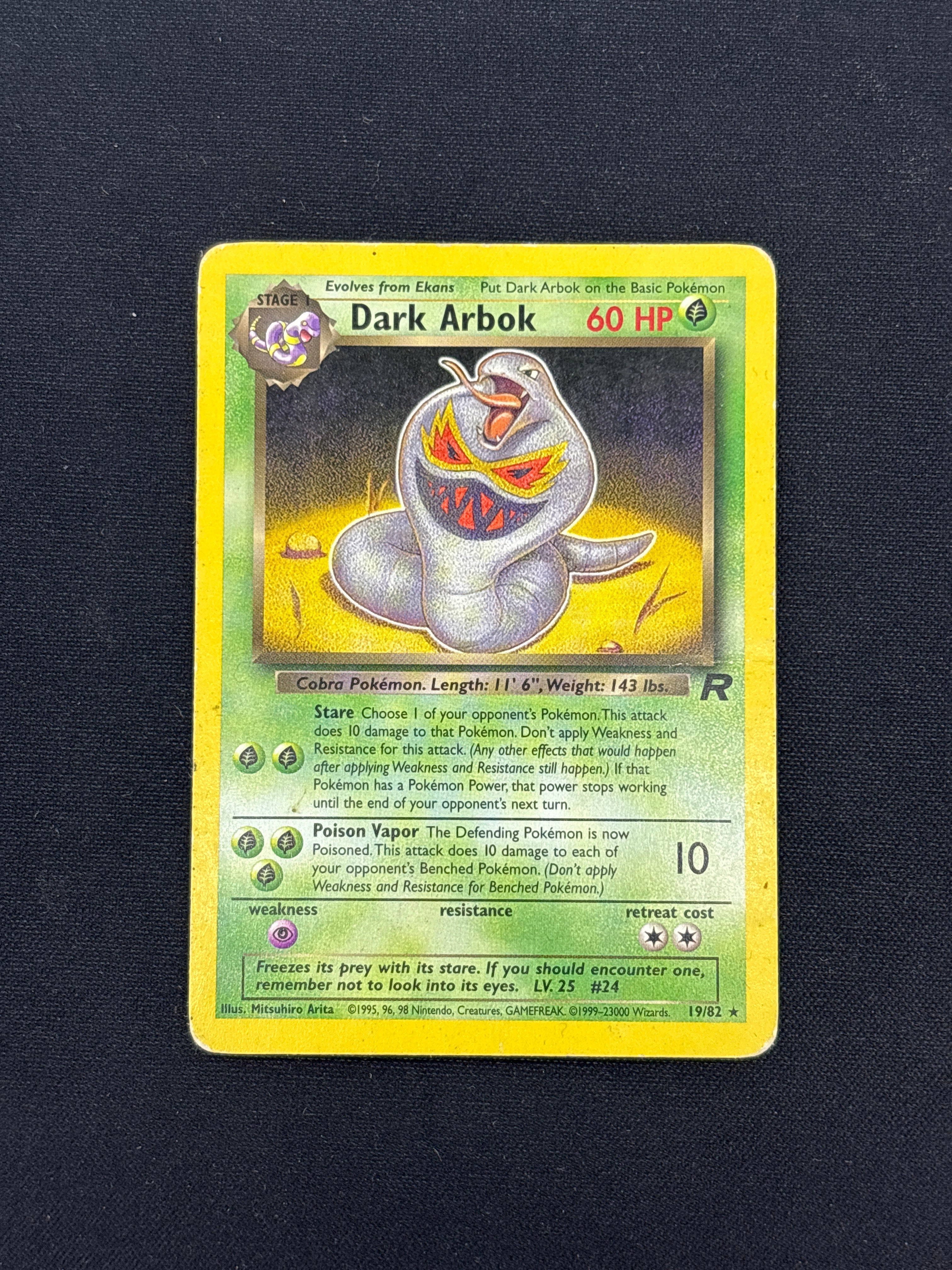 Auction Lot 5: Dark Arbok Non Holo Rare Pokemon Team Rocket Card Condi