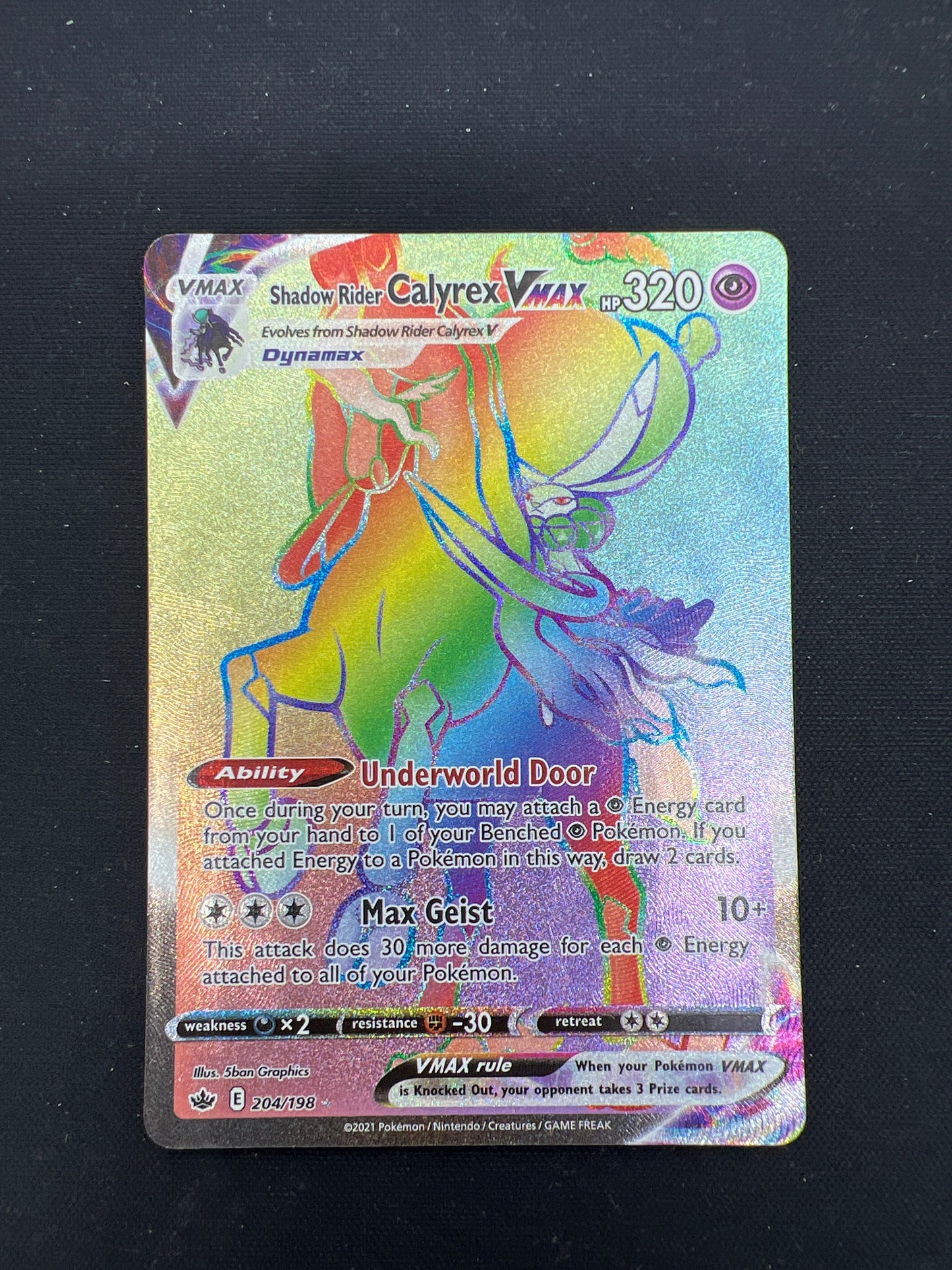 Auction Lot 314: Pokemon Cards Shadow Rider Calyrex VMAX Full Art Rainbow Rare Condition Vary