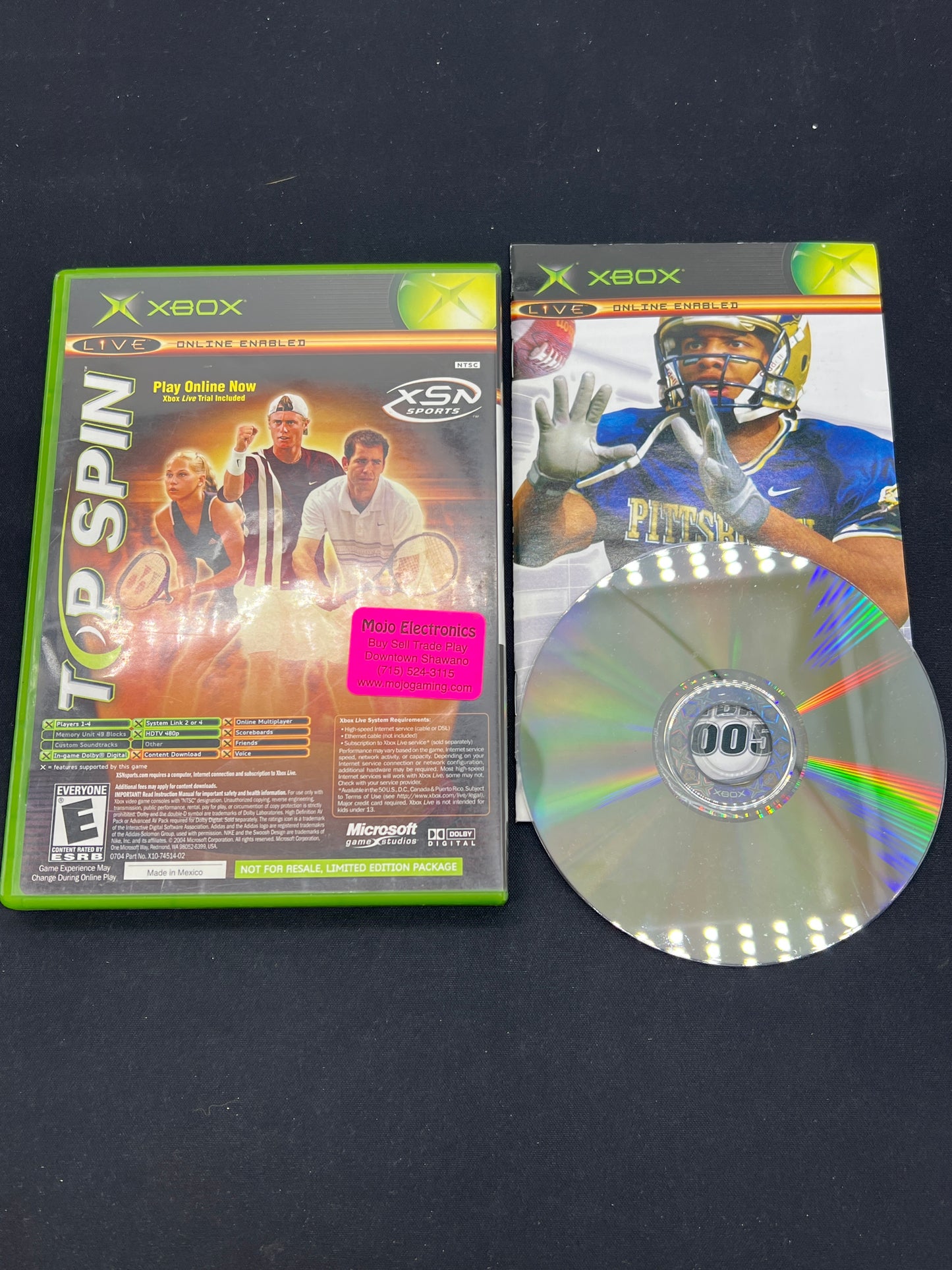 Auction Lot 63: XBOX Video Game Lot of 2 Top Spin & NCAA Football 2005