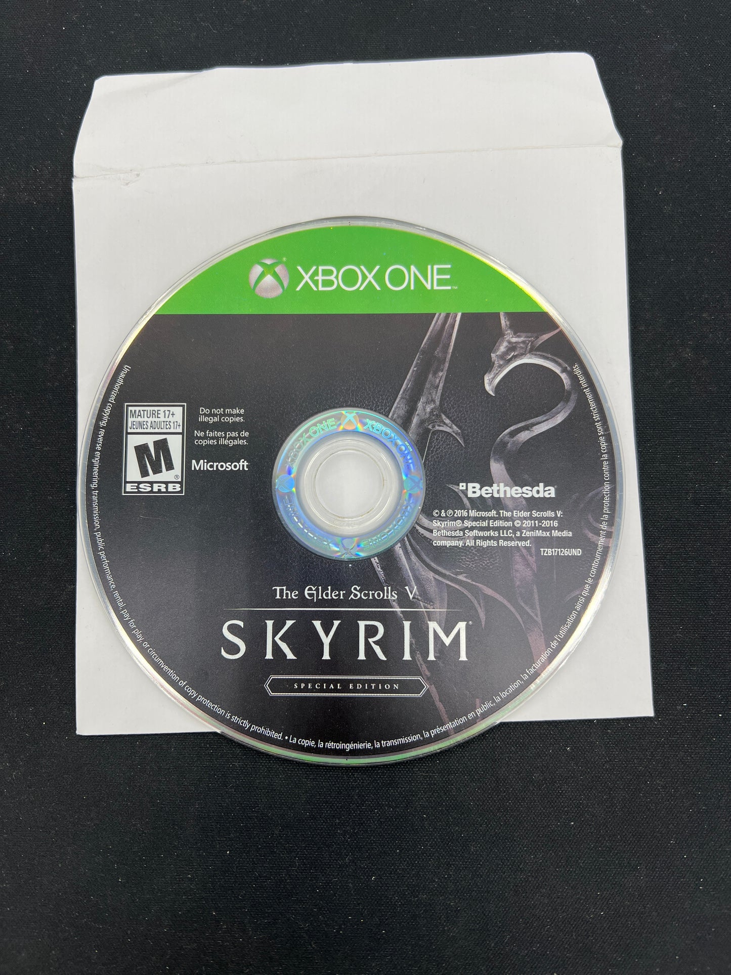 Auction Lot 193: XBOX One The Elder Scrolls V Skyrim Disc Only