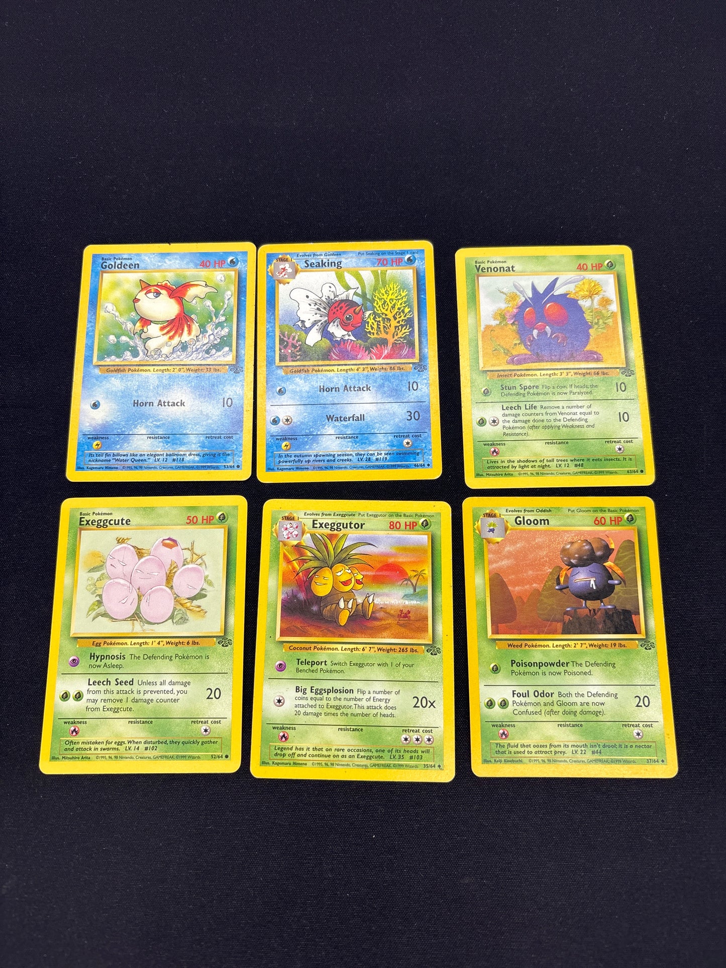 Auction Lot 112: Pokemon Cards Lot of 6 Assorted WOTC Jungle Commons Uncommons Conditions Vary