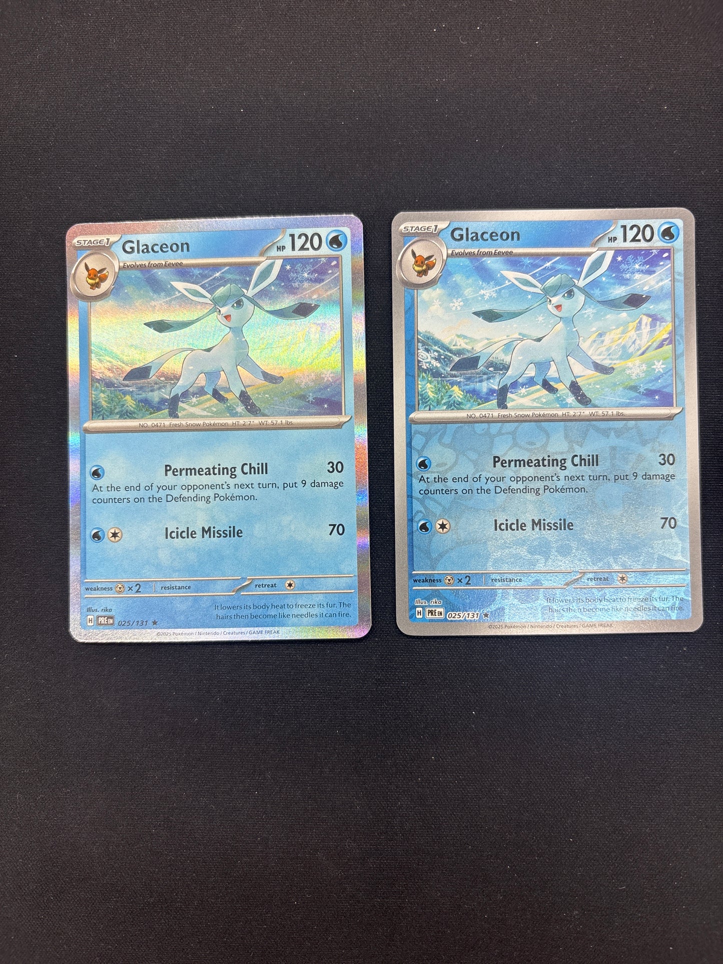 Auction Lot 247: Pokemon Cards Lot of 2 Glaceon Reverse & Holo Prismatic Evolutions Conditions Vary