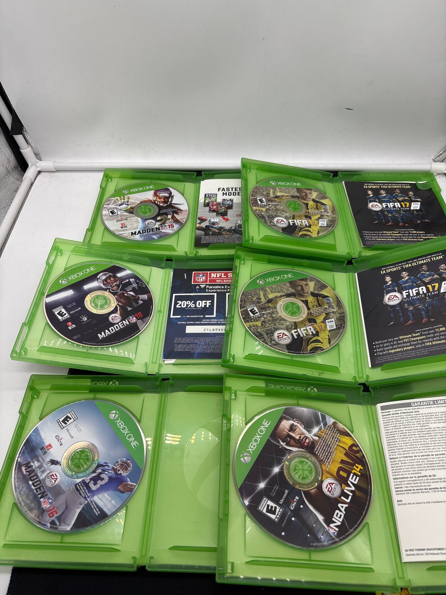 Auction Lot 127: XBOX ONE Video Game Lot of 6 Madden 15 16 18 FIFA 17 NBA Live 14