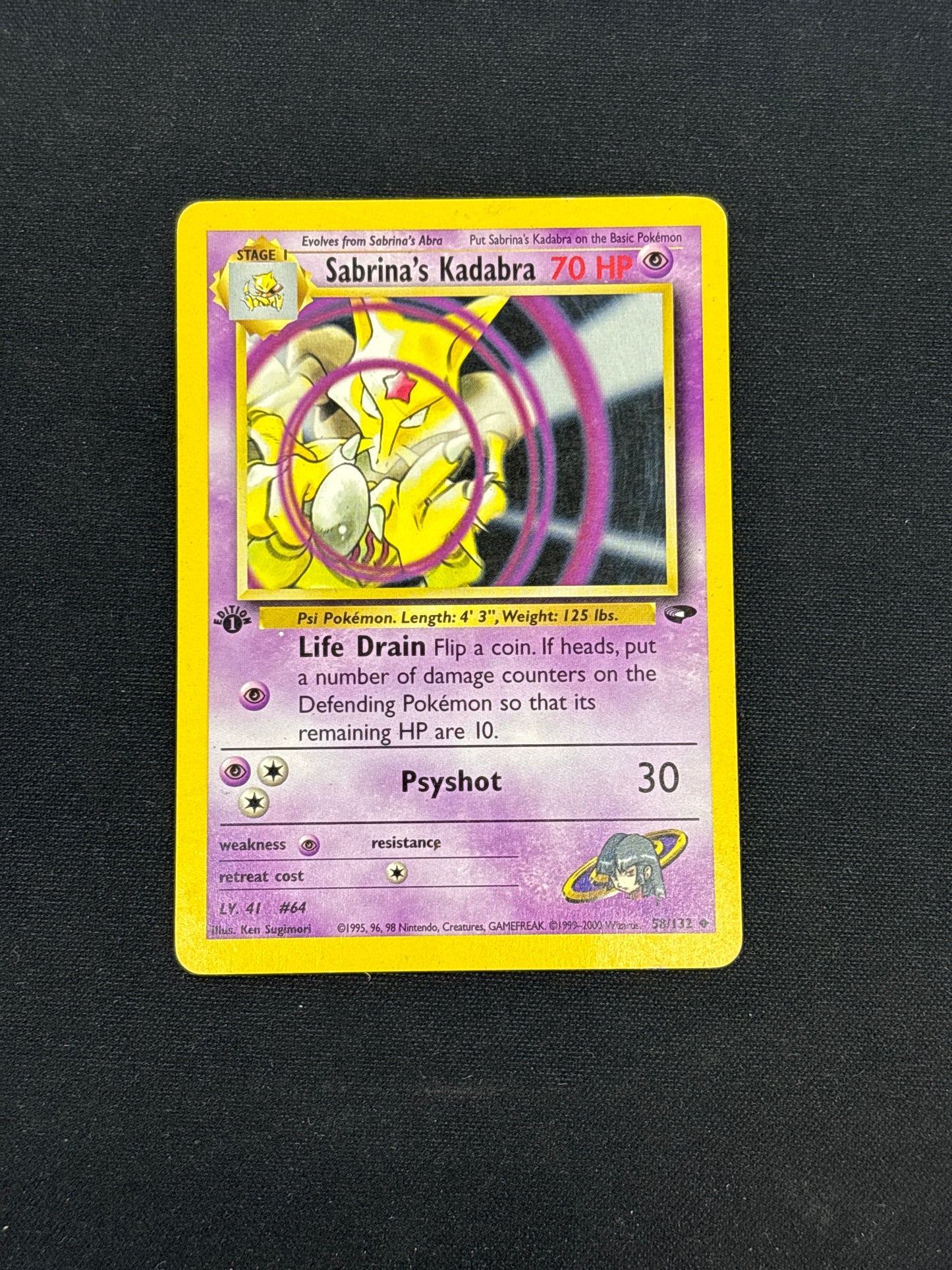 Auction Lot 28: Sabrina's Kadabra 1st Edition Gym Challenge Card Conditions Vary