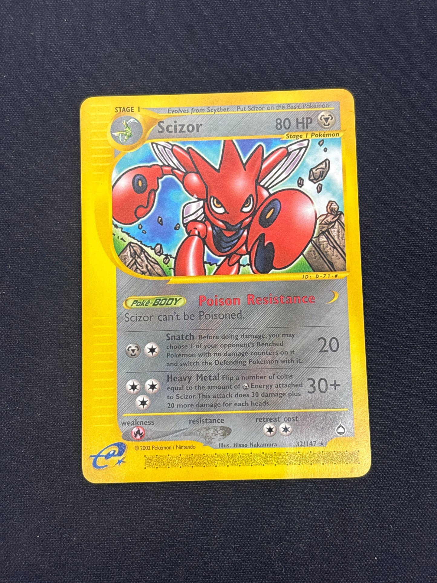 Auction Lot 65: Pokemon Cards Aquapolis Scizor Non Holo Rare Condition Vary