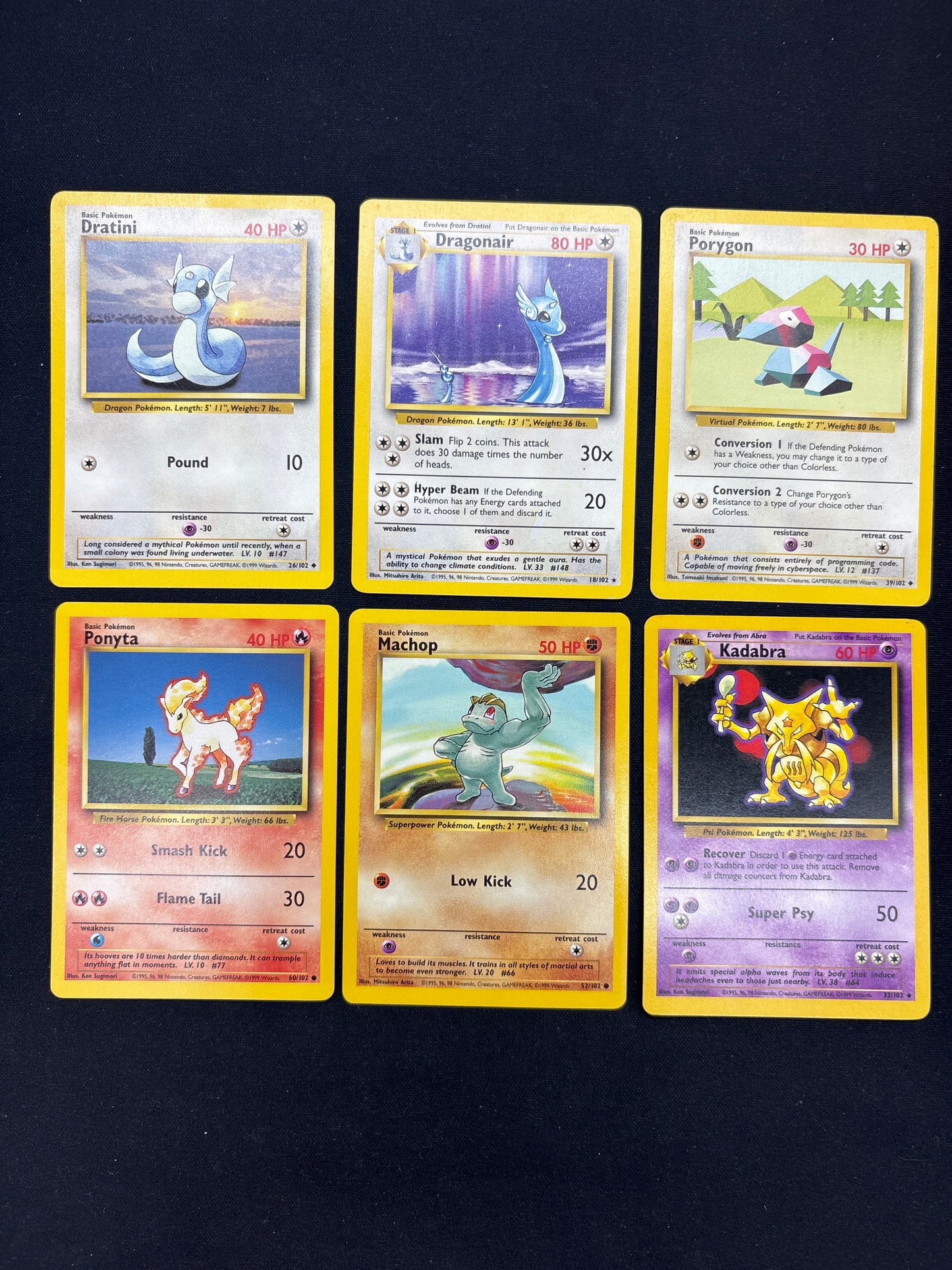 Auction Lot 110: Pokemon Cards Lot of 6 Assorted Base Set Conditions Vary