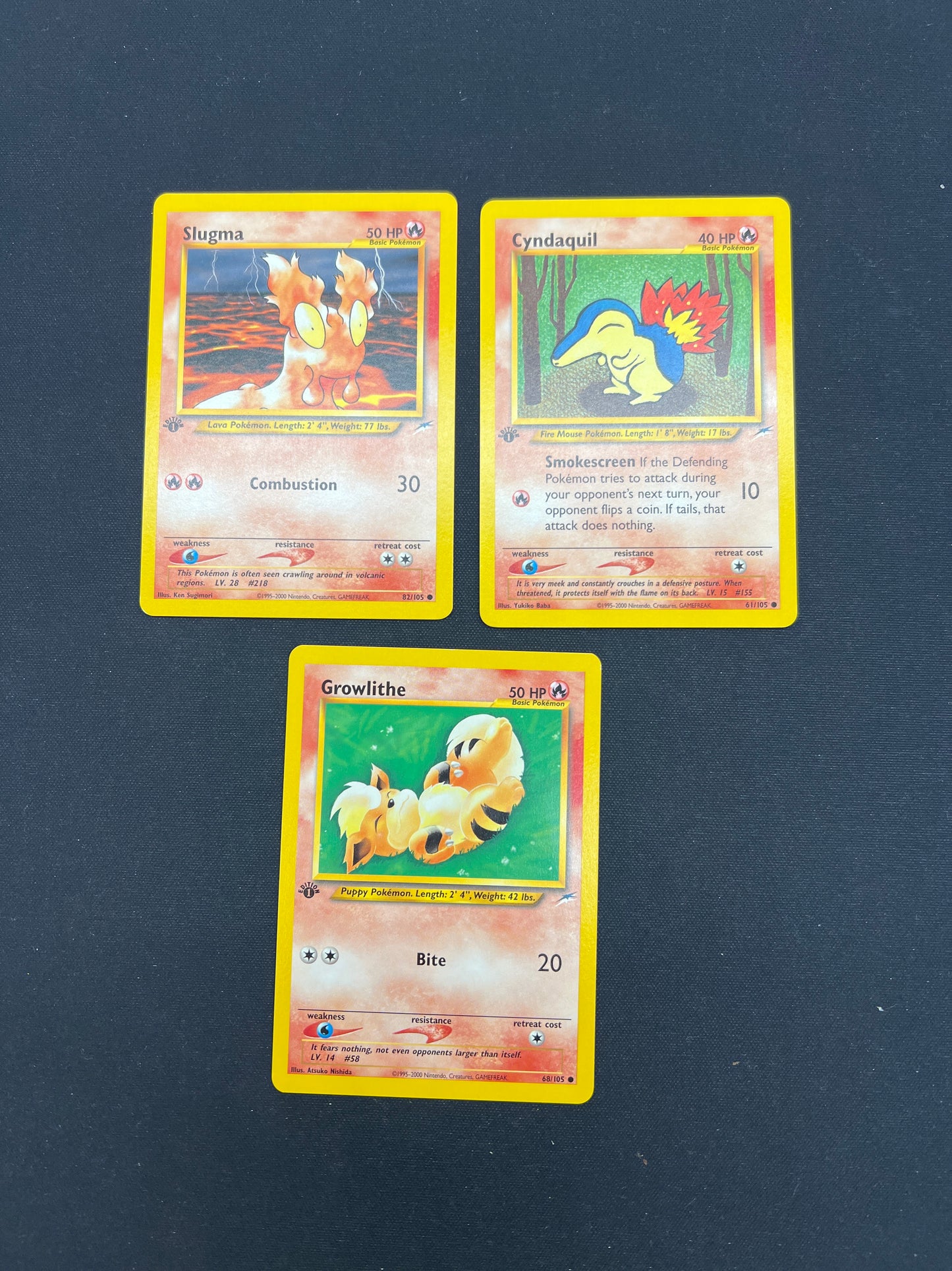 Auction Lot 15: Pokemon Cards Lot of 3 Assorted Fire Type Neo Destiny Conditions Vary