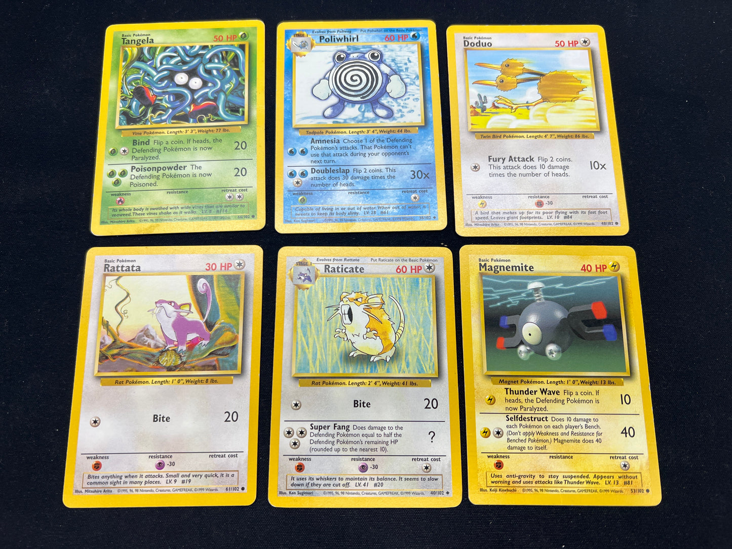 Auction Lot 154: Pokemon Cards Lot of 6 WOTC Base Set Commons Uncommons Conditions Vary