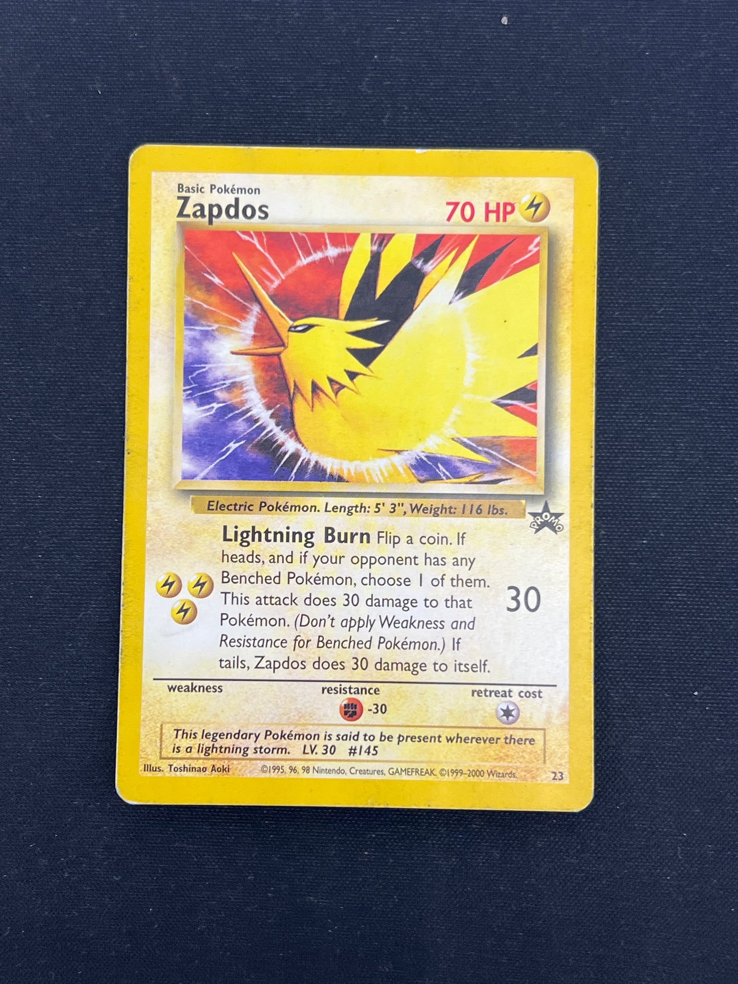 Auction Lot 359: Pokemon Cards Zapdos WOTC Black Star Promo Condition Vary