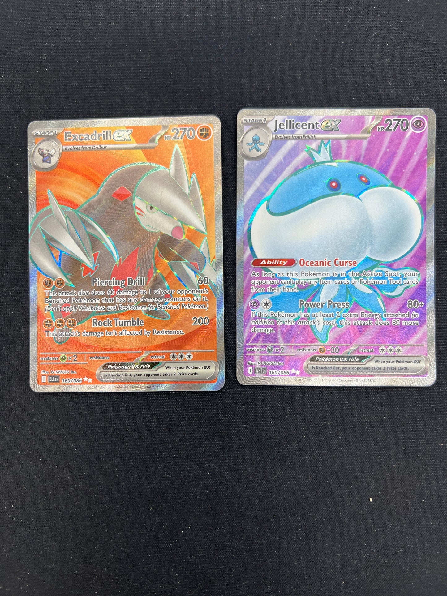 Auction Lot 307: Pokemon Cards Excadrill & Jellicent EX Full Art Conditions Vary