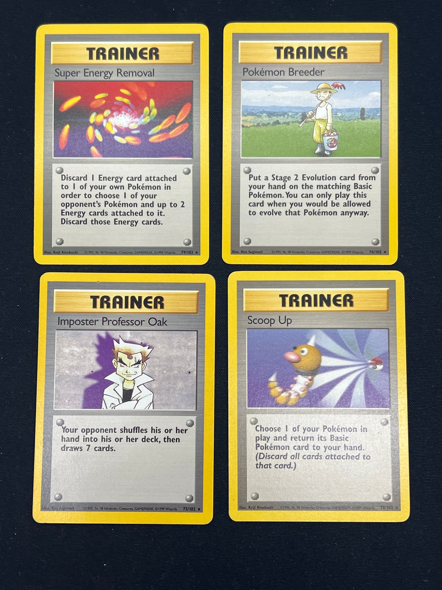 Auction Lot 368: Pokemon Cards Lot of 4 Base Set Trainers Conditions Vary