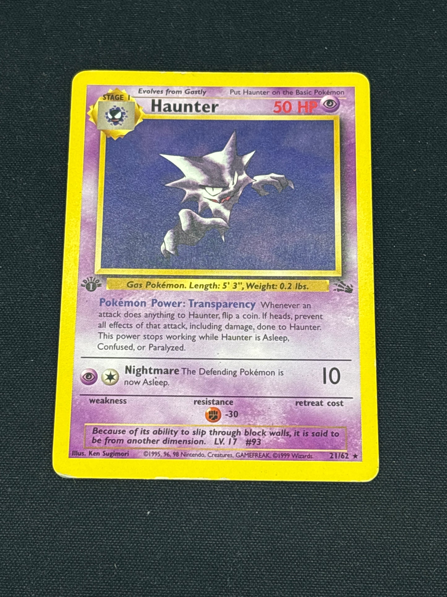 Auction Lot 231: Pokemon Cards 1st Edition Fossil Haunter Non Holo Rare Condition Vary