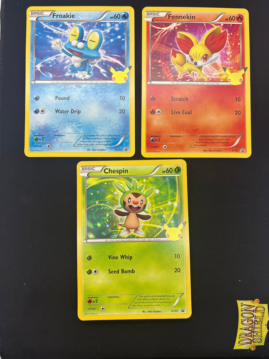 Auction Lot 377: Pokemon Cards Lot of 3 Celebrations Kalos Starters Jumbo Promos Conditions Vary