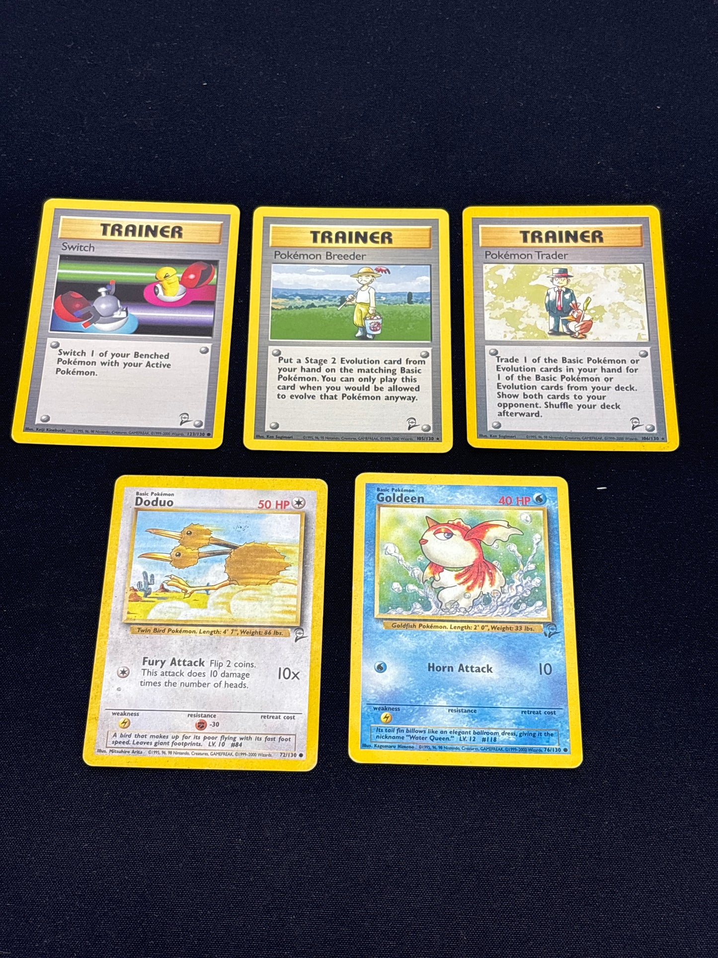 Auction Lot 125: Pokemon Cards Lot of 5 Base Set 2 Non Holos Conditions Vary