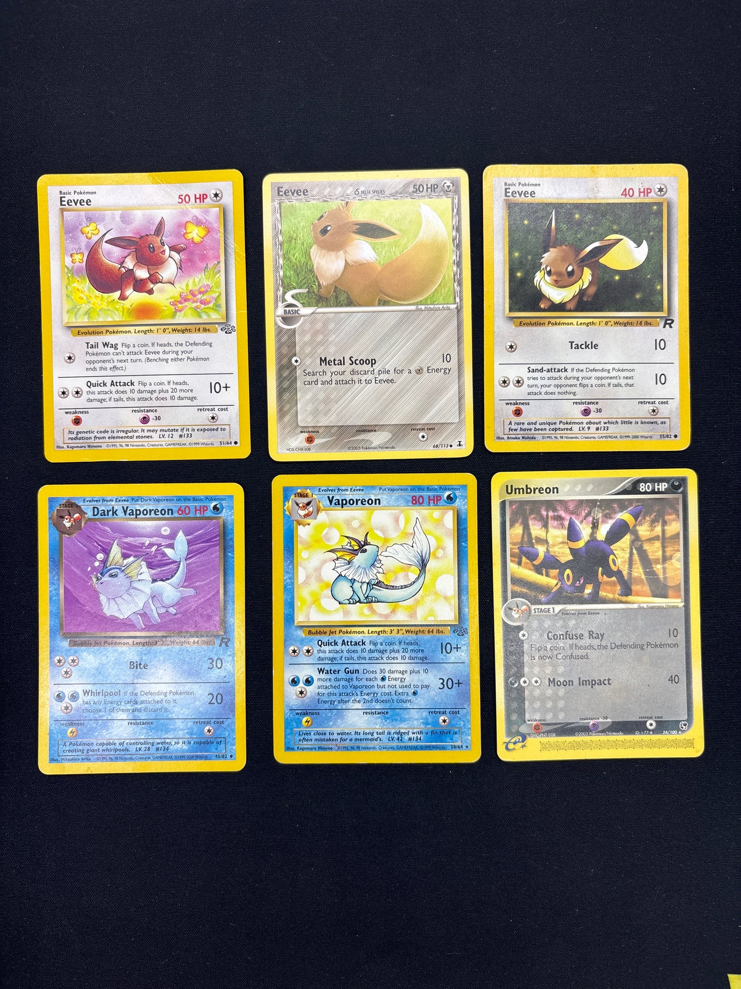 Auction Lot 11: Pokemon Eeveelution Non Holo Card Lot Conditions Vary