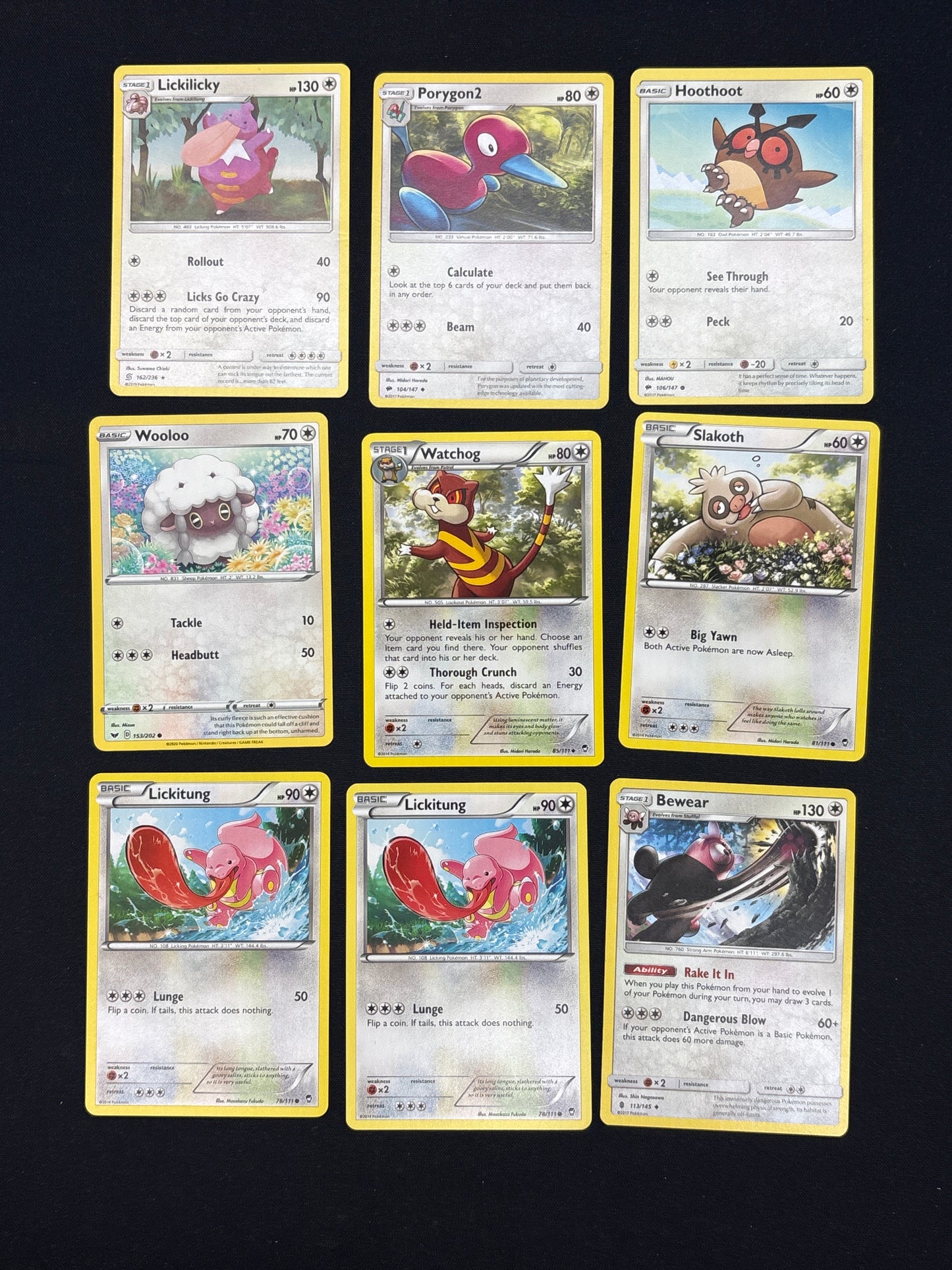 Auction Lot 45: Pokemon Cards Lot of 9 Normal Type Commons Uncommons Conditions Vary