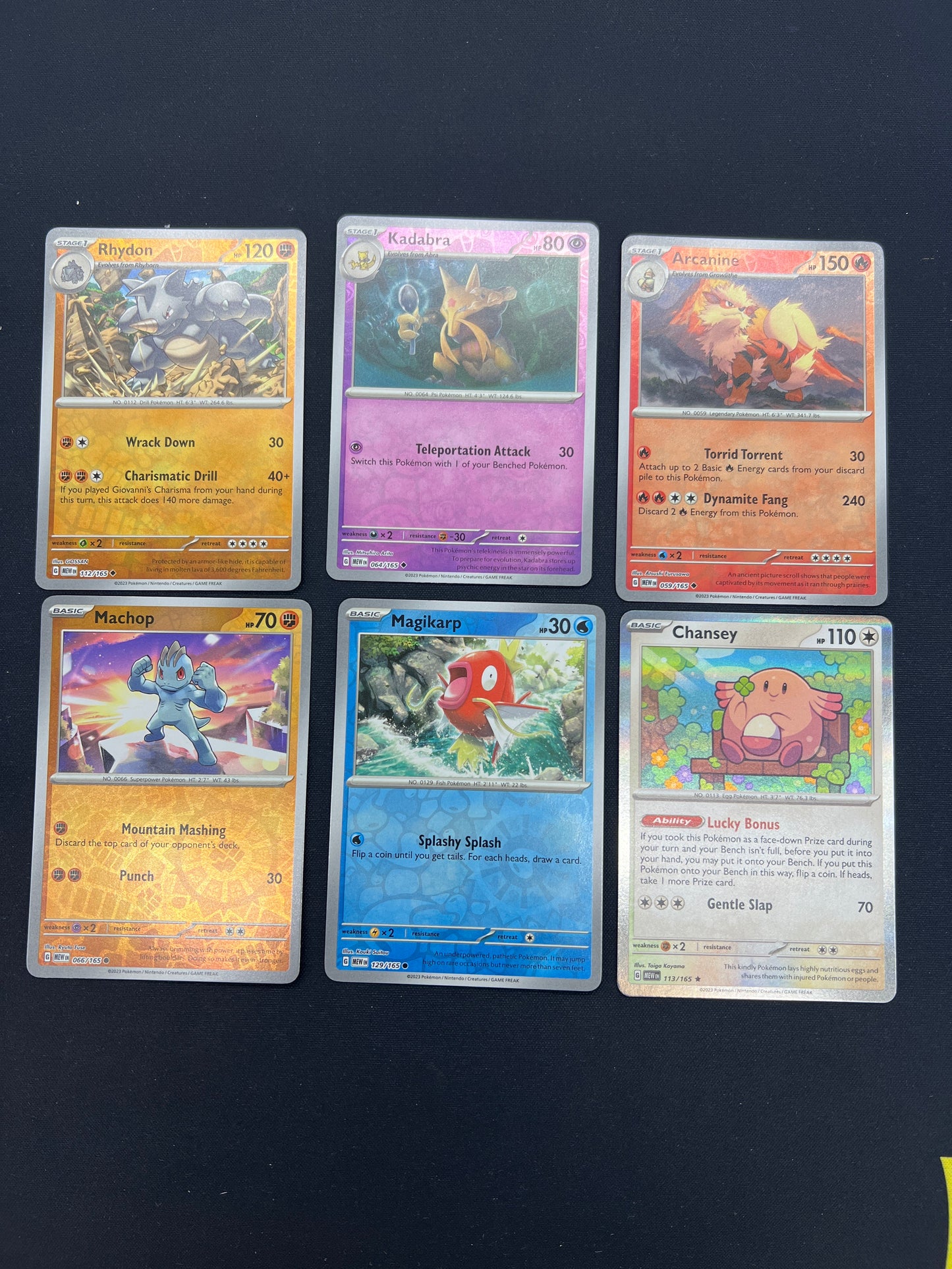 Auction Lot 203: Pokemon Cards Lot of 6 Assorted Reverse Holos 151 Conditions Vary