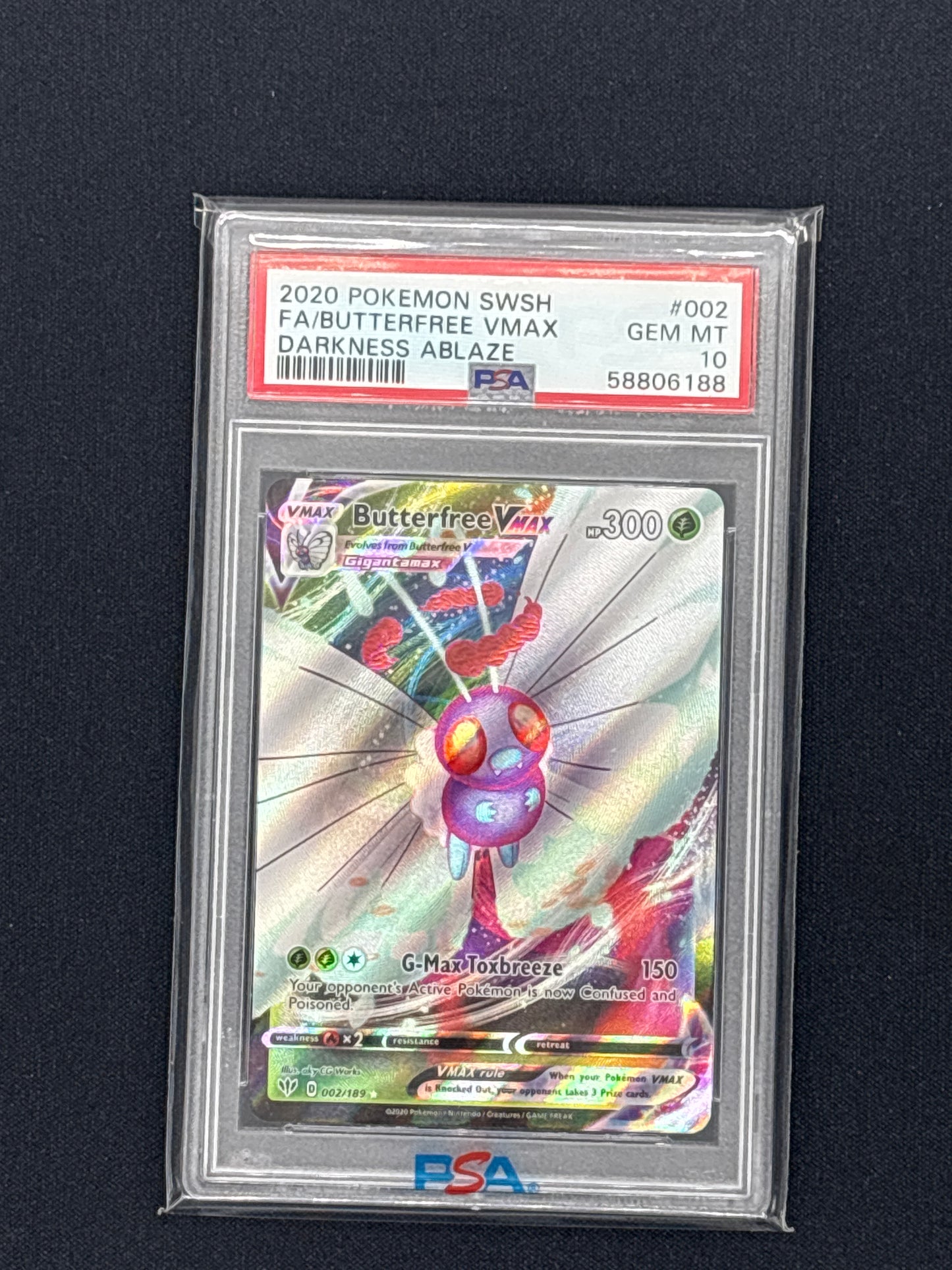 Auction Lot 13: PSA 10 Butterfree Vmax 002 Darkness Ablaze