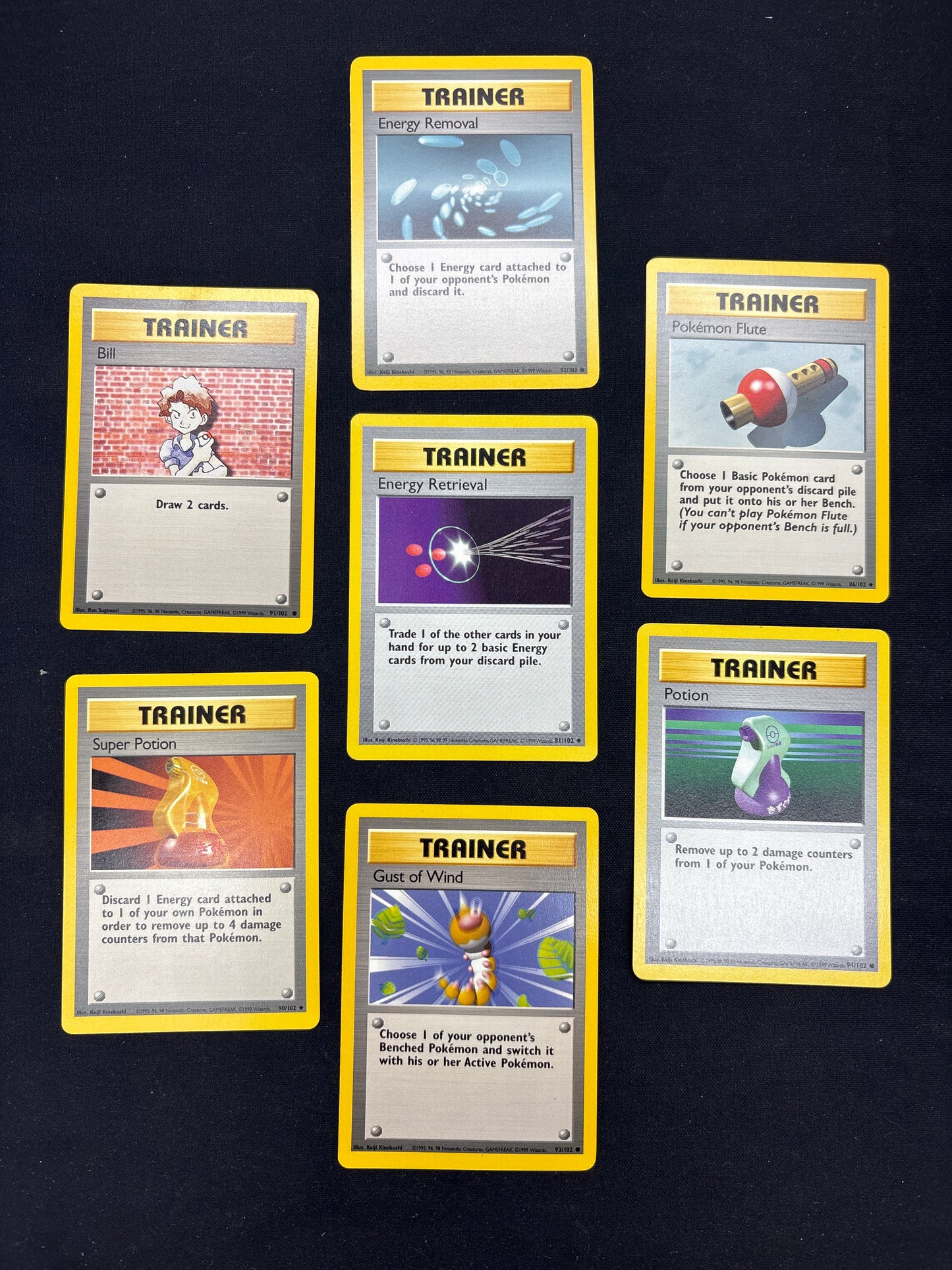 Auction Lot 124: Pokemon Cards Lot of 7 Assorted Trainer Base Set Conditions Vary