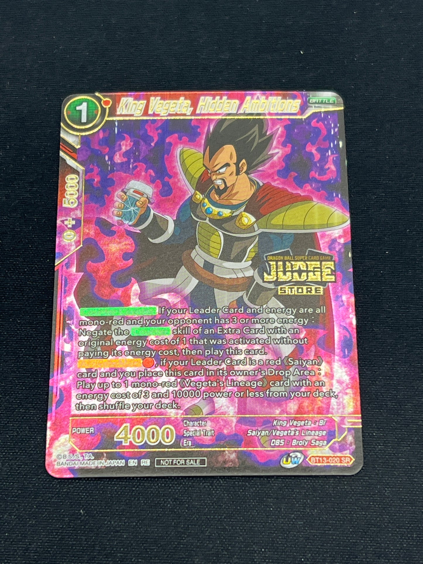 Auction Lot 105: DragonBall Z TCG King Vegeta, Hidden Ambitions Condition Vary