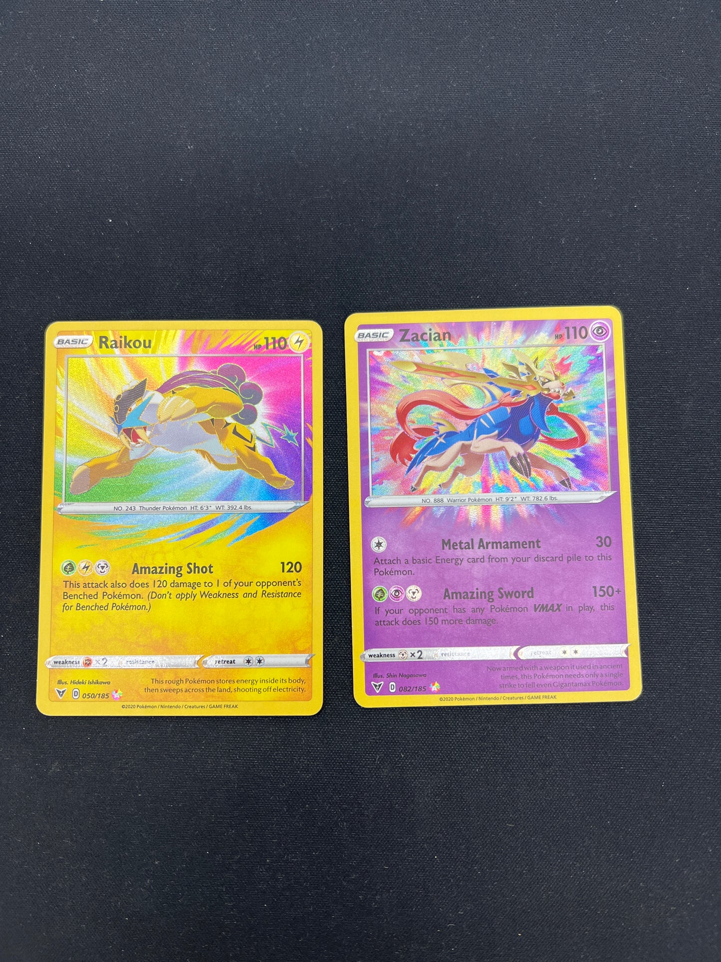 Auction Lot 226: Pokemon Cards Assorted Lot of 2 Amazing Rares Raikou Zacian Conditions Vary