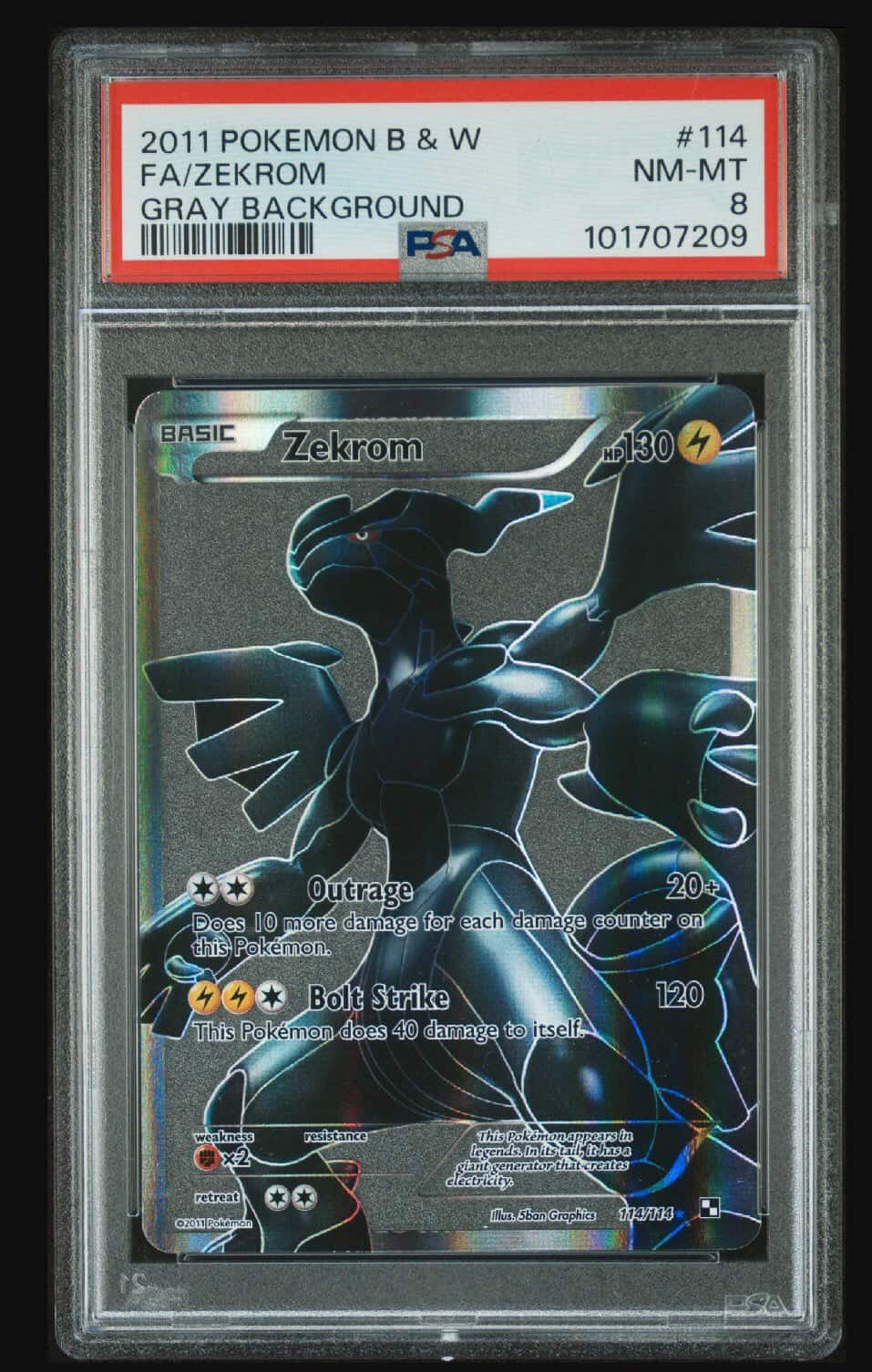 Zekrom FA Gray Background PSA 8