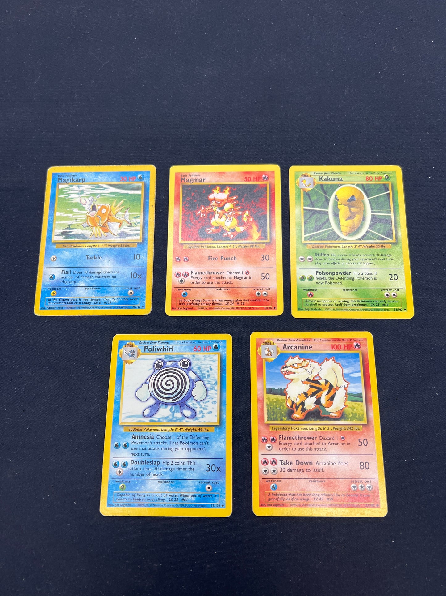 Auction Lot 161: Pokemon Cards Lot of 5 WOTC Base Set Commons Uncommons Conditions Vary