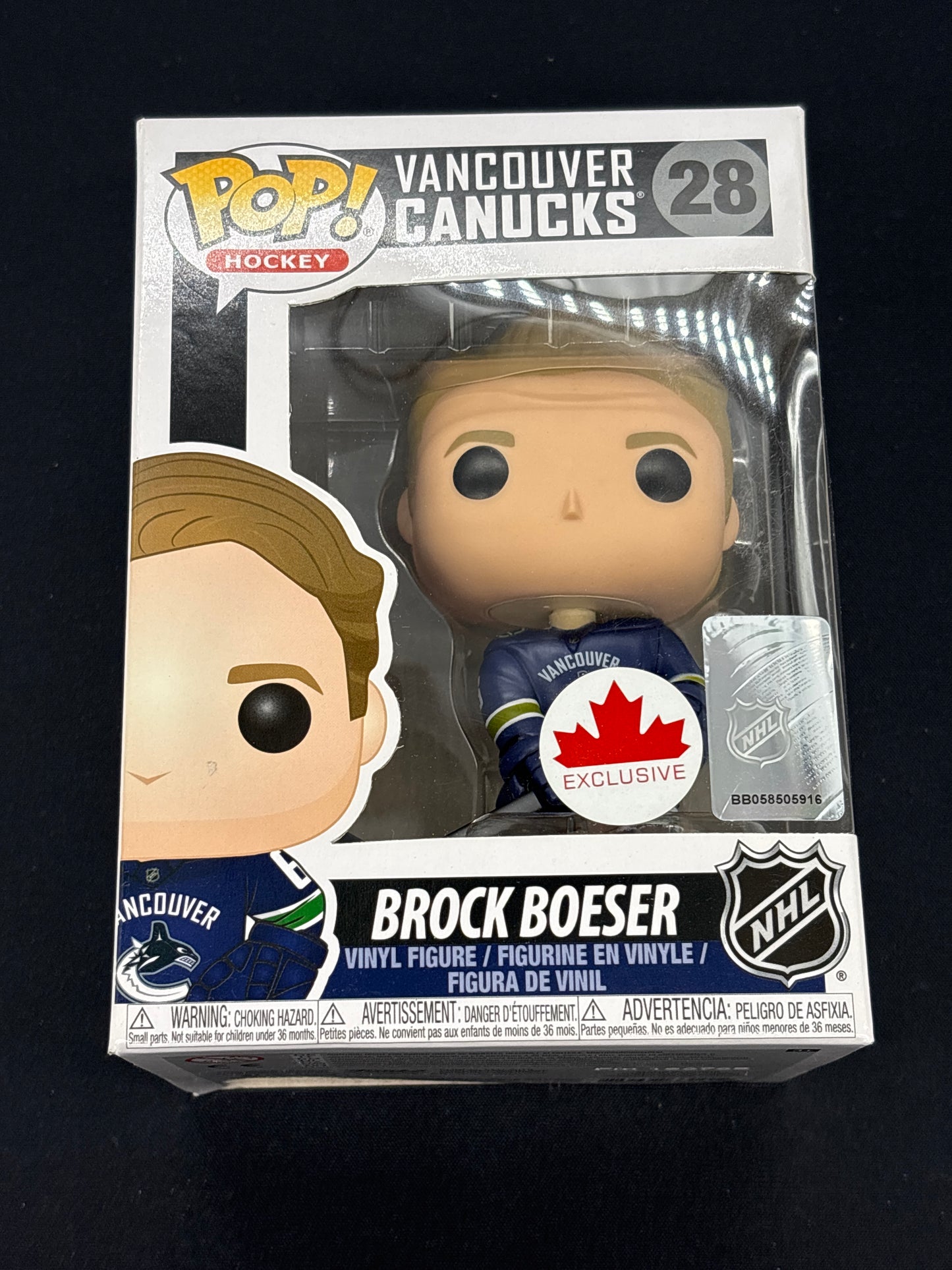 Auction Lot 277: Funko Pop Brock Boeser Vancouver Canucks 28 Figure