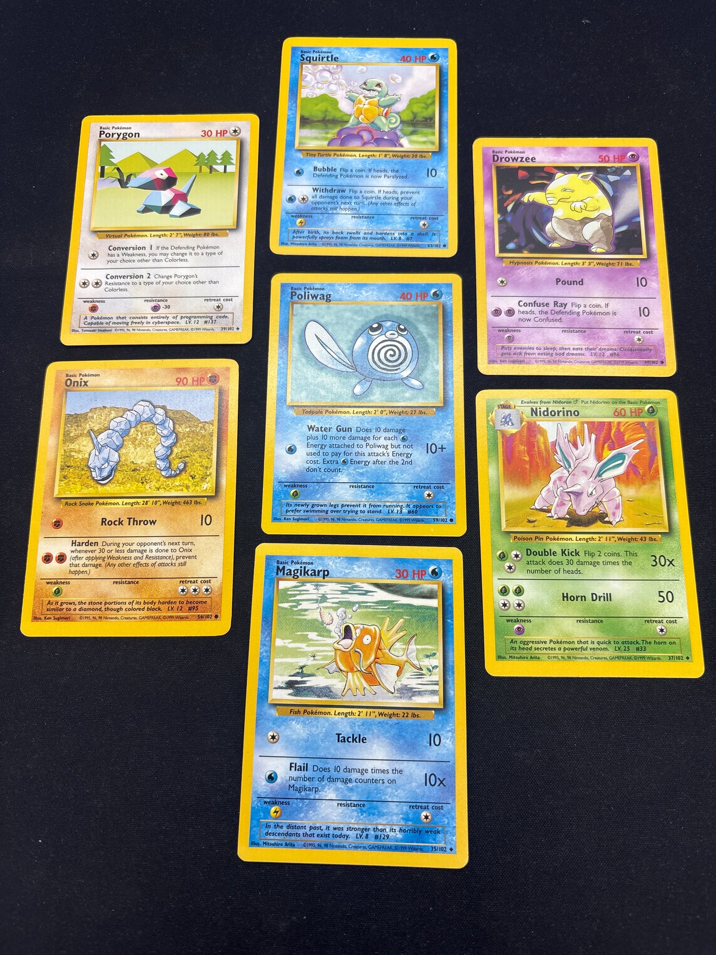Auction Lot 150: Pokemon Cards Lot of 7 WOTC Base Set Commons Uncommons Conditions Vary