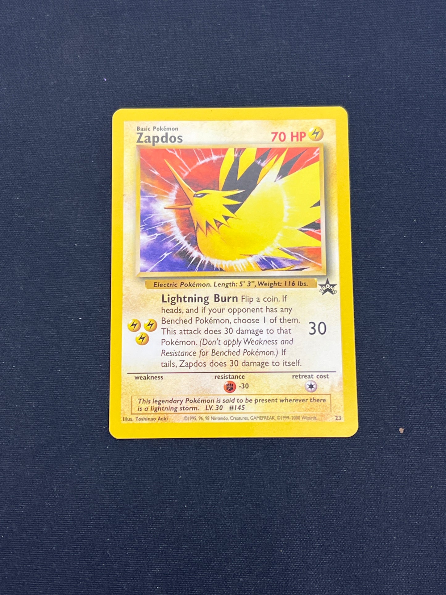 Auction Lot 265: Pokemon Cards Zapdos WOTC Black Star Promo Condition Vary