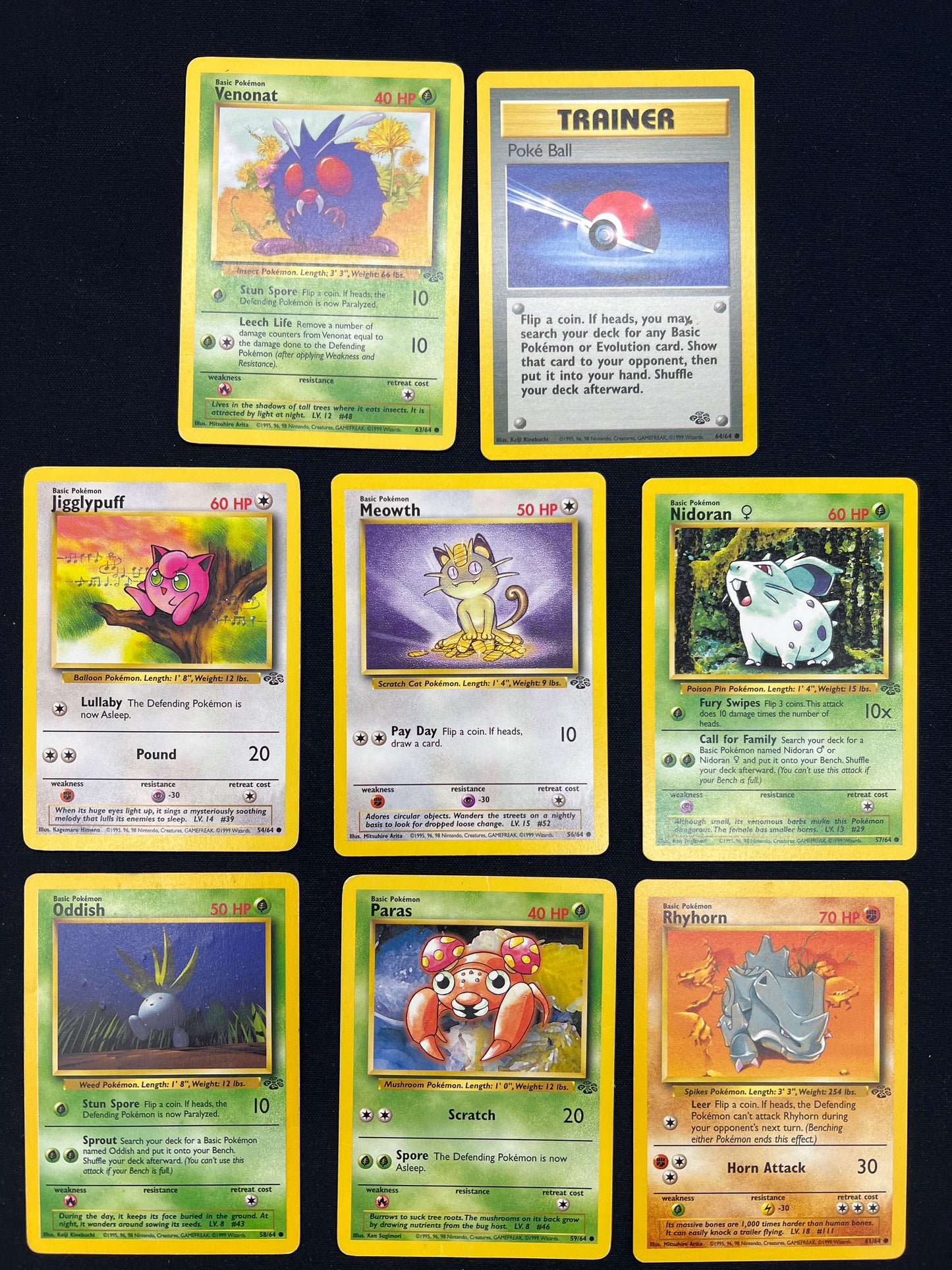 Auction Lot 374: Pokemon Cards Lot of 8 Assorted Jungle Conditions Vary