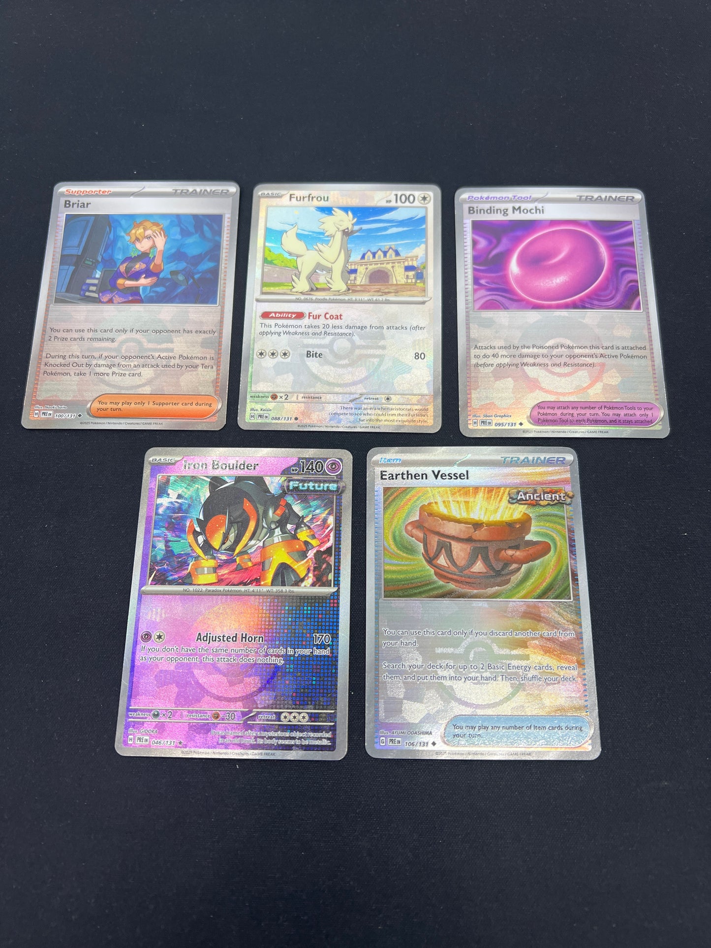 Auction Lot 55: Pokemon Cards Assorted Lot of 5 Prismatic Evolutions Pokeball Holos Conditions Vary