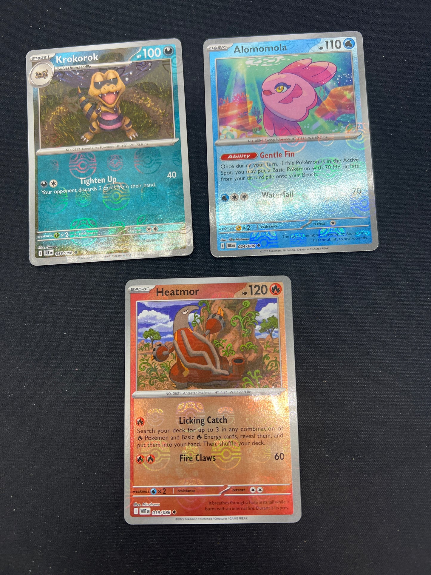 Auction Lot 98: Pokemon Cards Lot of 3 Assorted Black Bolt & White Flare Masterball Pattern Conditions Vary