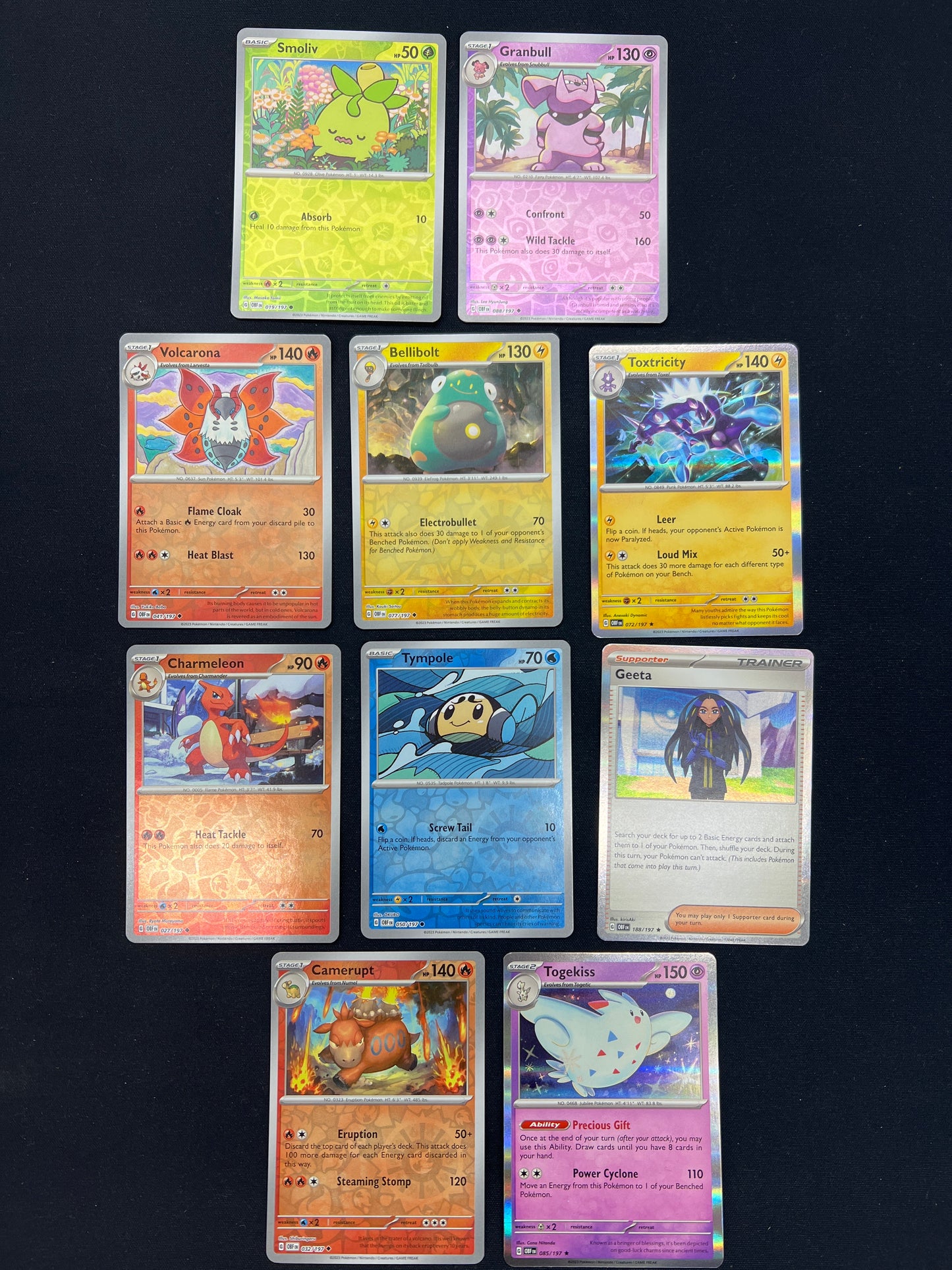 Auction Lot 410: Pokemon Cards Lot of 10 Assorted Reverse Holo Obsidian Flames Conditions Vary