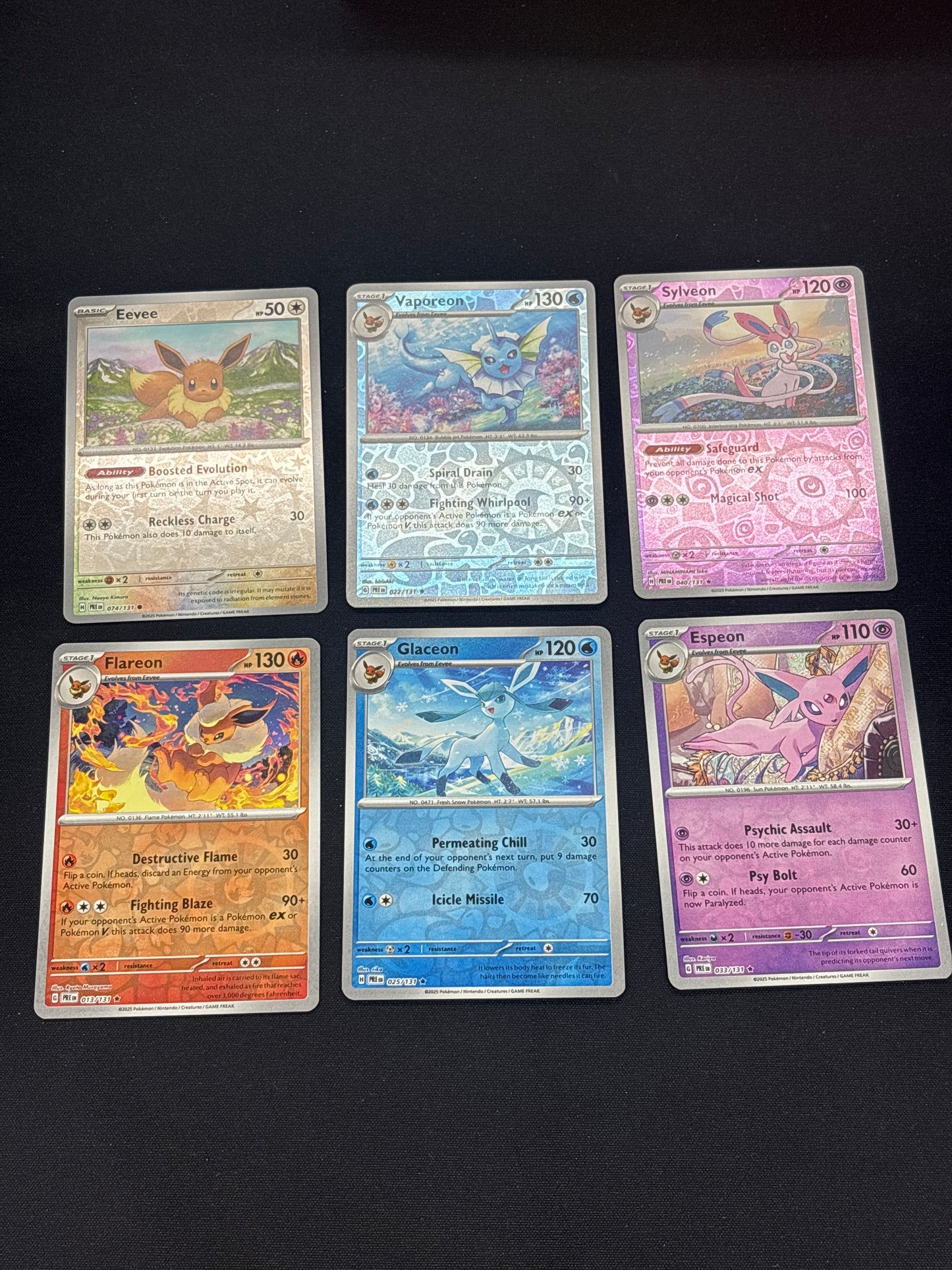 Auction Lot 245: Pokemon Cards Lot of 6 Assorted Eeveelutions Reverse Holos Prismatic Evolutions Conditions Vary