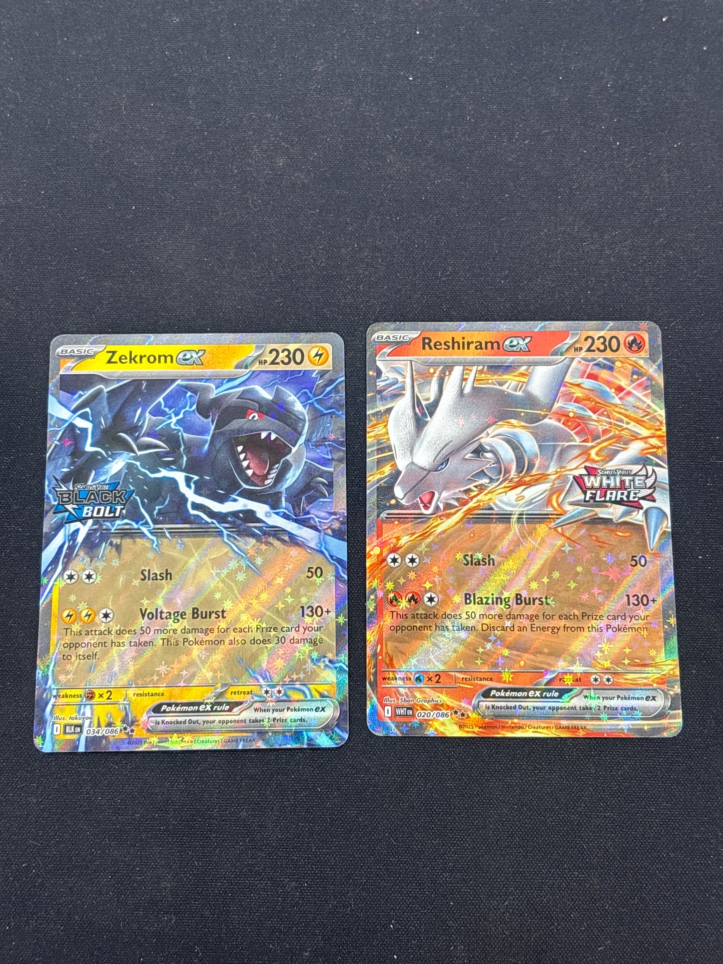 Auction Lot 56: Pokemon Cards Lot of 2 Stamped EX Promos Black Bolt White Flare Conditions Vary