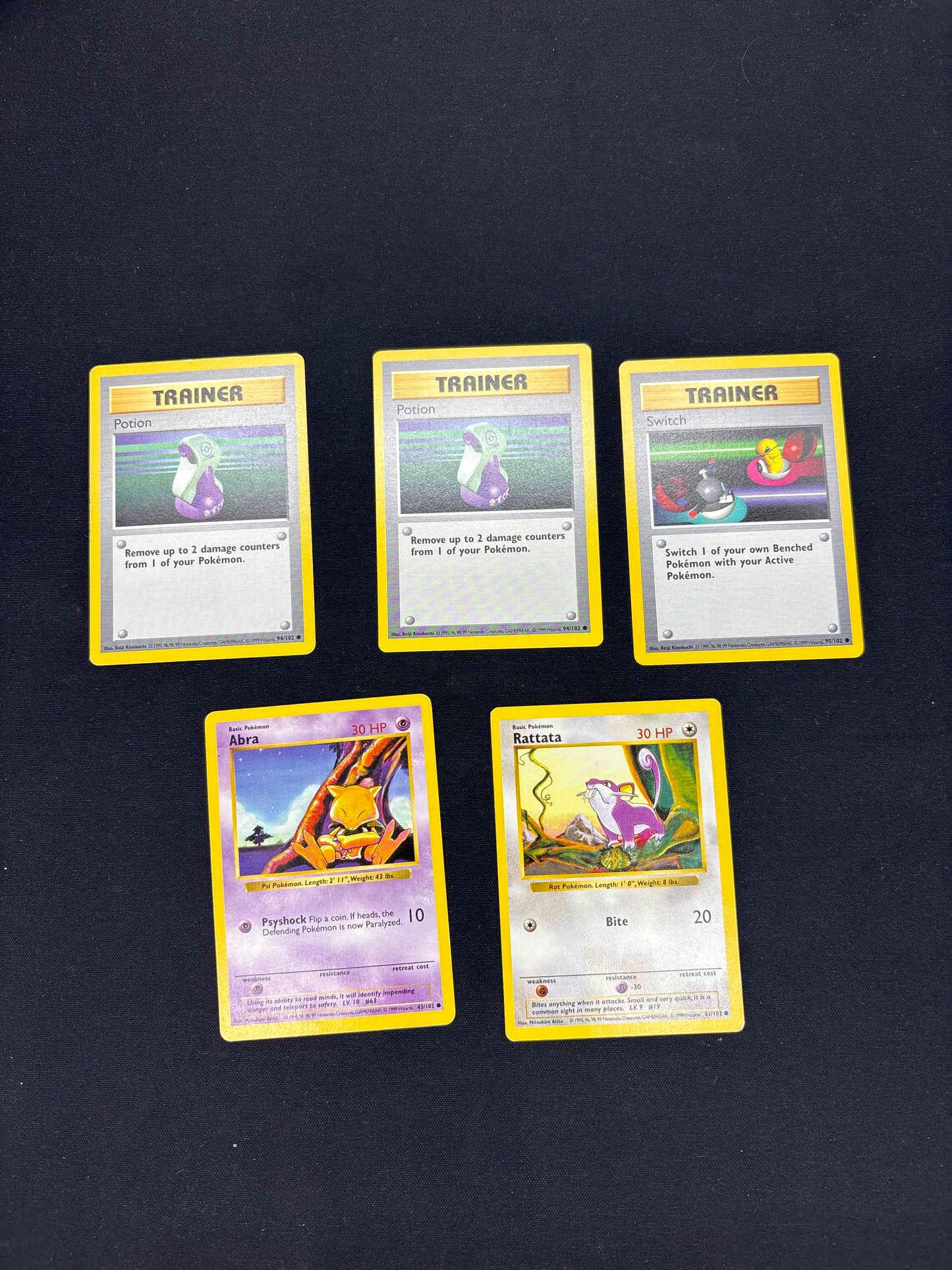 Auction Lot 80: Pokemon Base Set Shadowless Card Lot 3 Conditions Vary