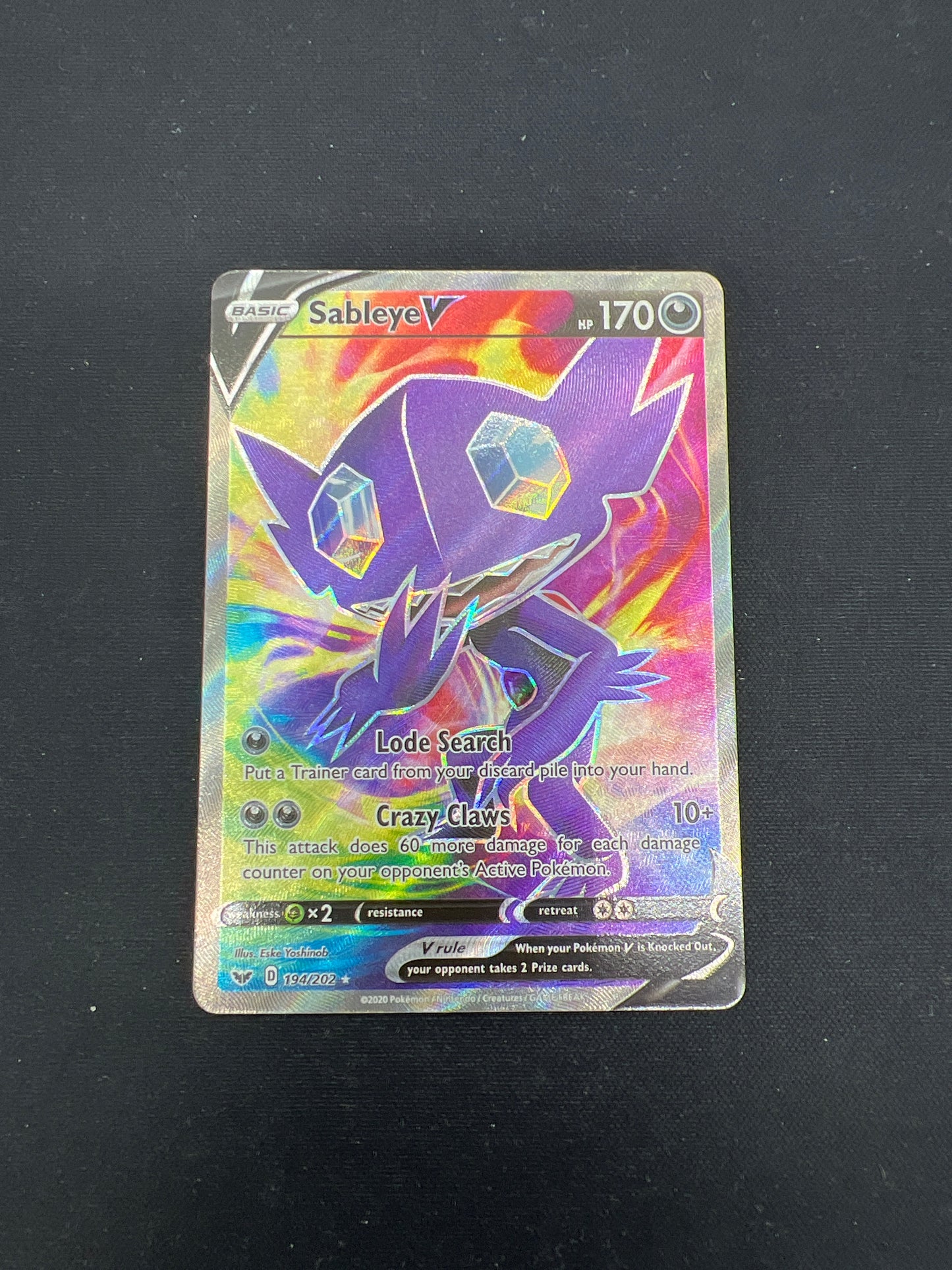 Auction Lot 197: Pokemon Cards Sableye V Full Art Condition Vary