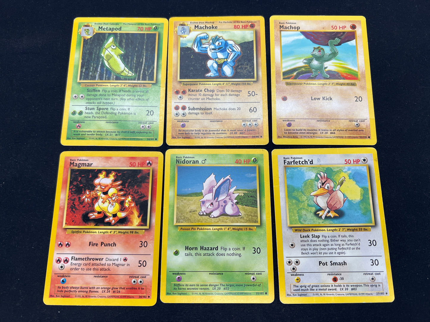 Auction Lot 148: Pokemon Cards Lot of 6 WOTC Base Set Commons Uncommons Conditions Vary