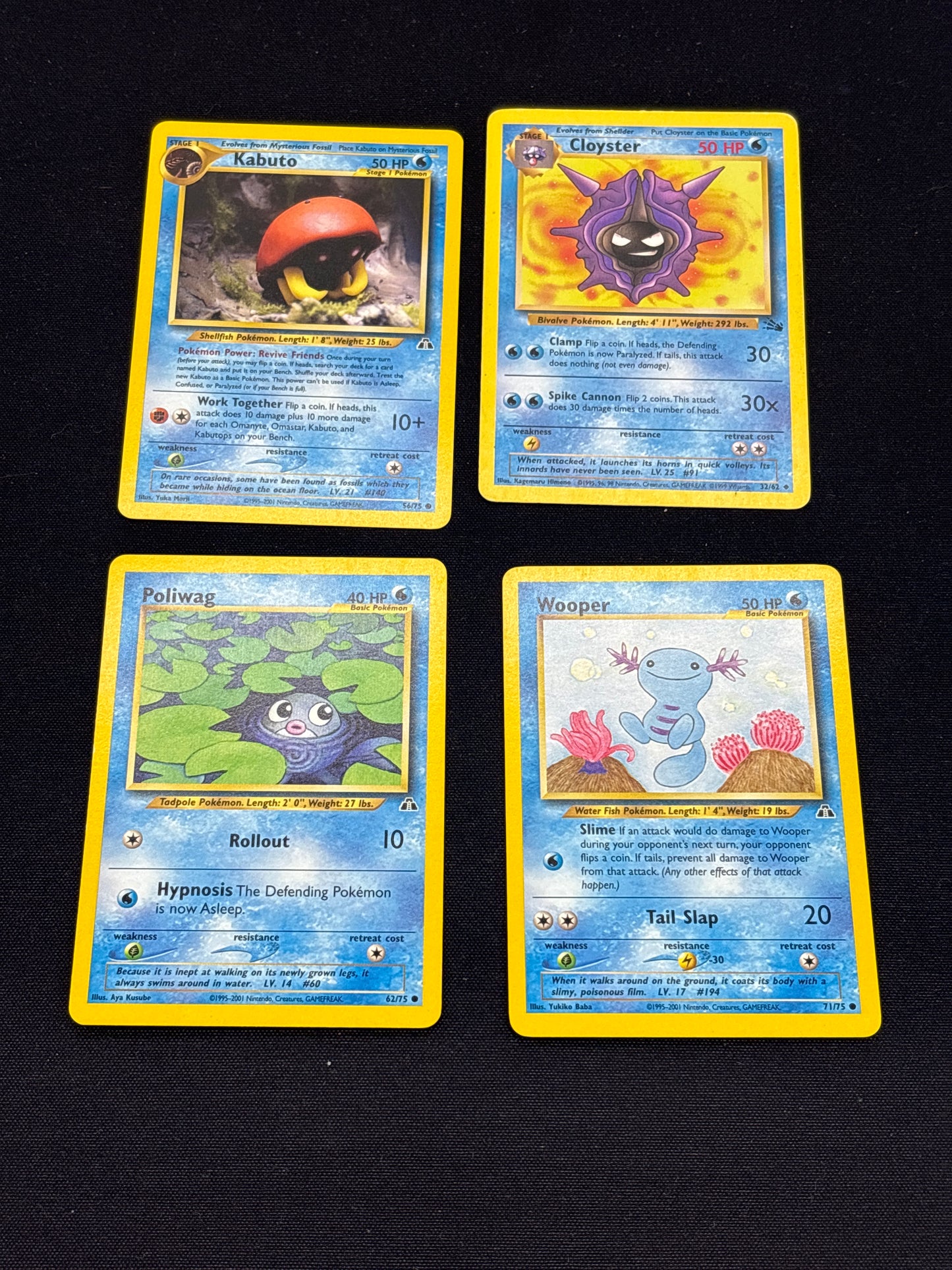 Auction Lot 220: Pokemon Cards Lot of 4 Assorted Neo Revelation & Fossil Conditions Vary