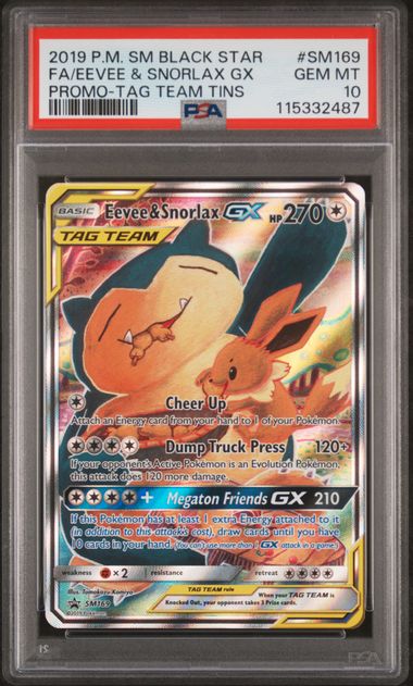 Eevee & Snorlax GX SM169 PSA 10