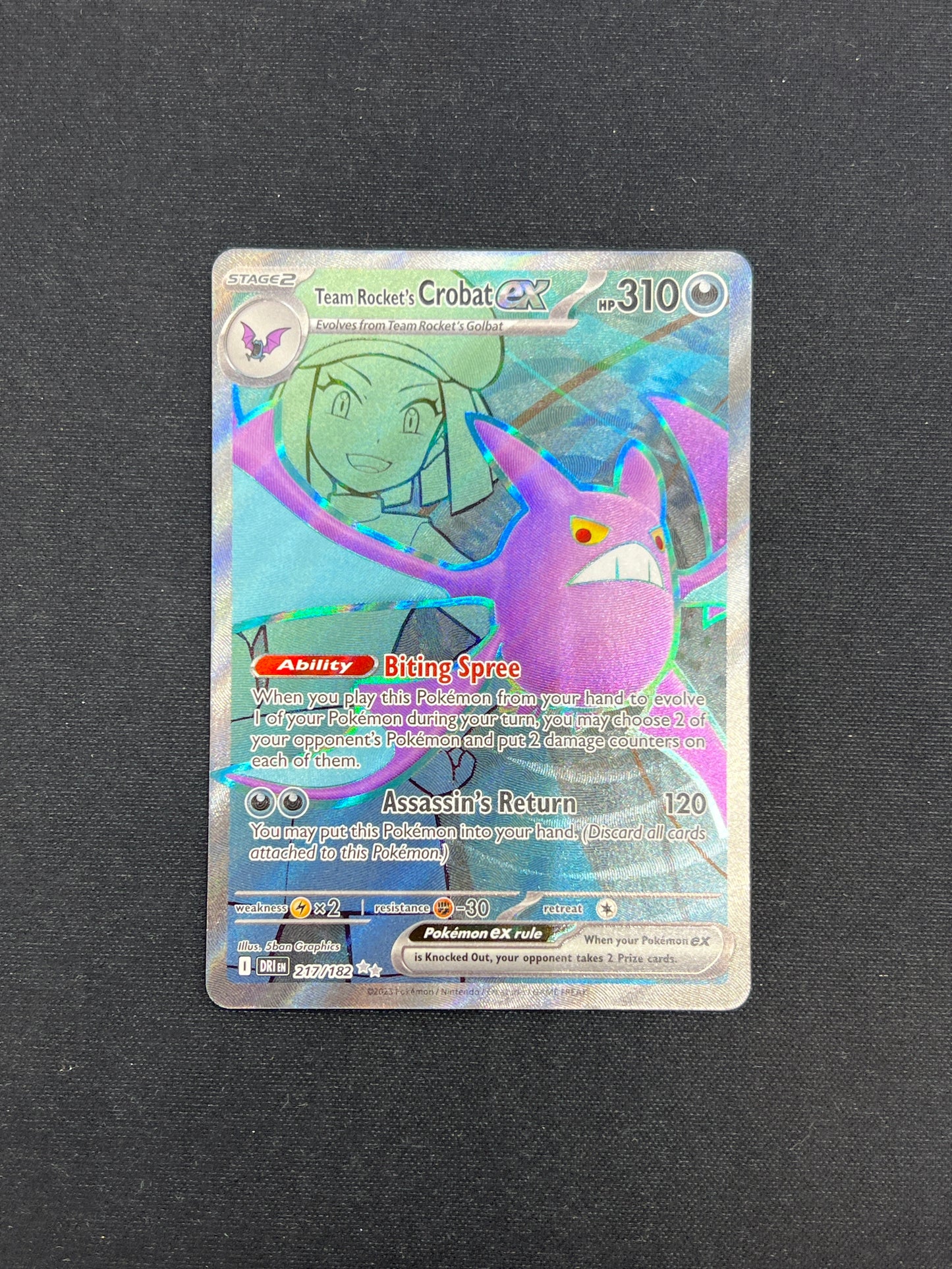 Auction Lot 250: Pokemon Cards Team Rocket's Crobat EX Full Art Conditions Vary