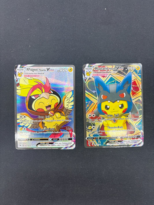Auction Lot 322: Pokemon Card (CUSTOM) Lot of 2 Pikachu Poncho M Pidgeot & M Lucario Conditions Vary
