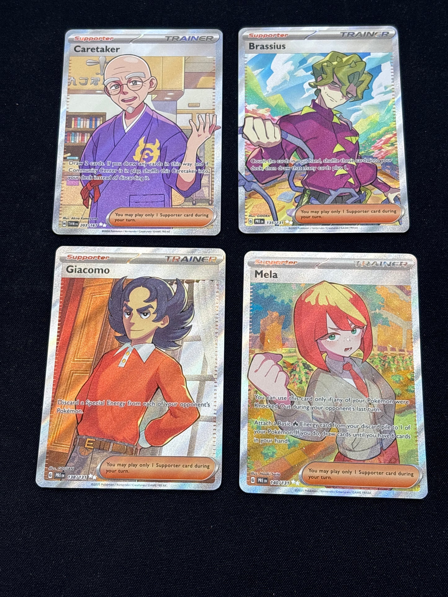 Auction Lot 233: Pokemon Cards Assorted Lot of 4 Full Art Trainers Prismatic Evolutions Conditions Vary