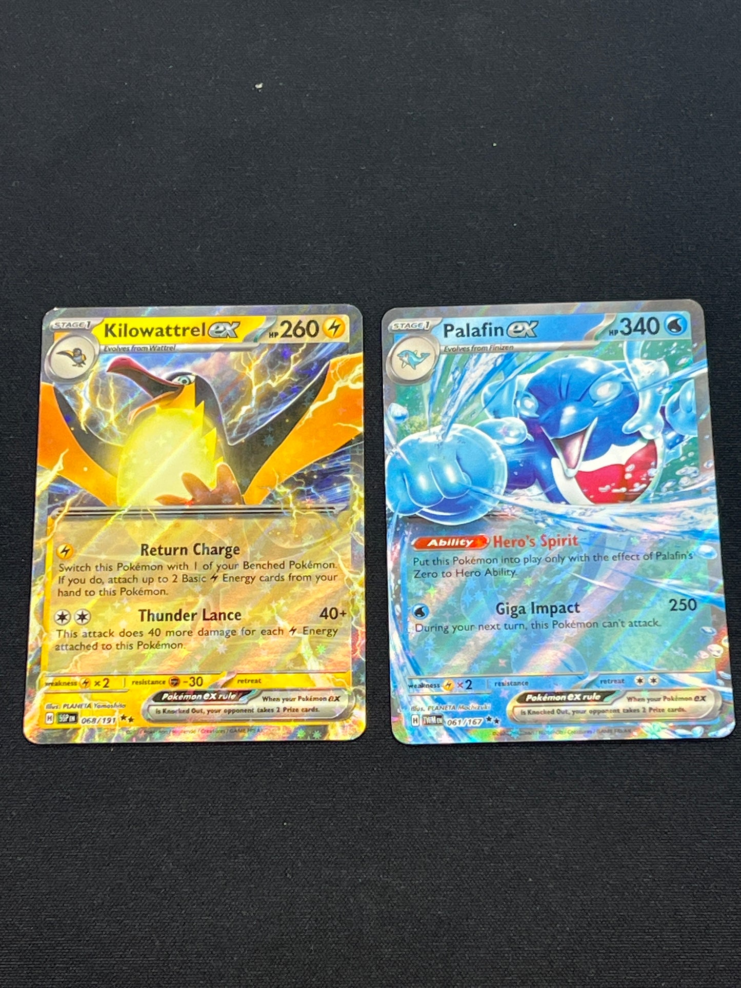 Auction Lot 192: Pokemon Cards Lot of 2 Kilowattrel & Palafin EX Conditions Vary