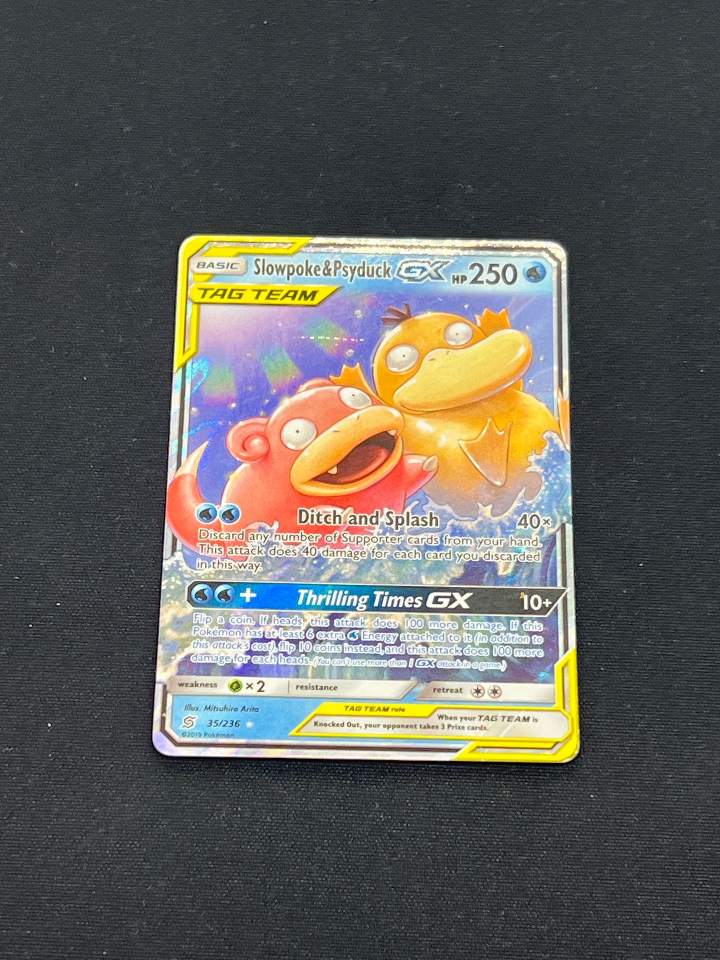 Auction Lot 58: Pokemon Cards Slowpoke & Psyduck GX 35/236 Unified Minds Conditions Vary