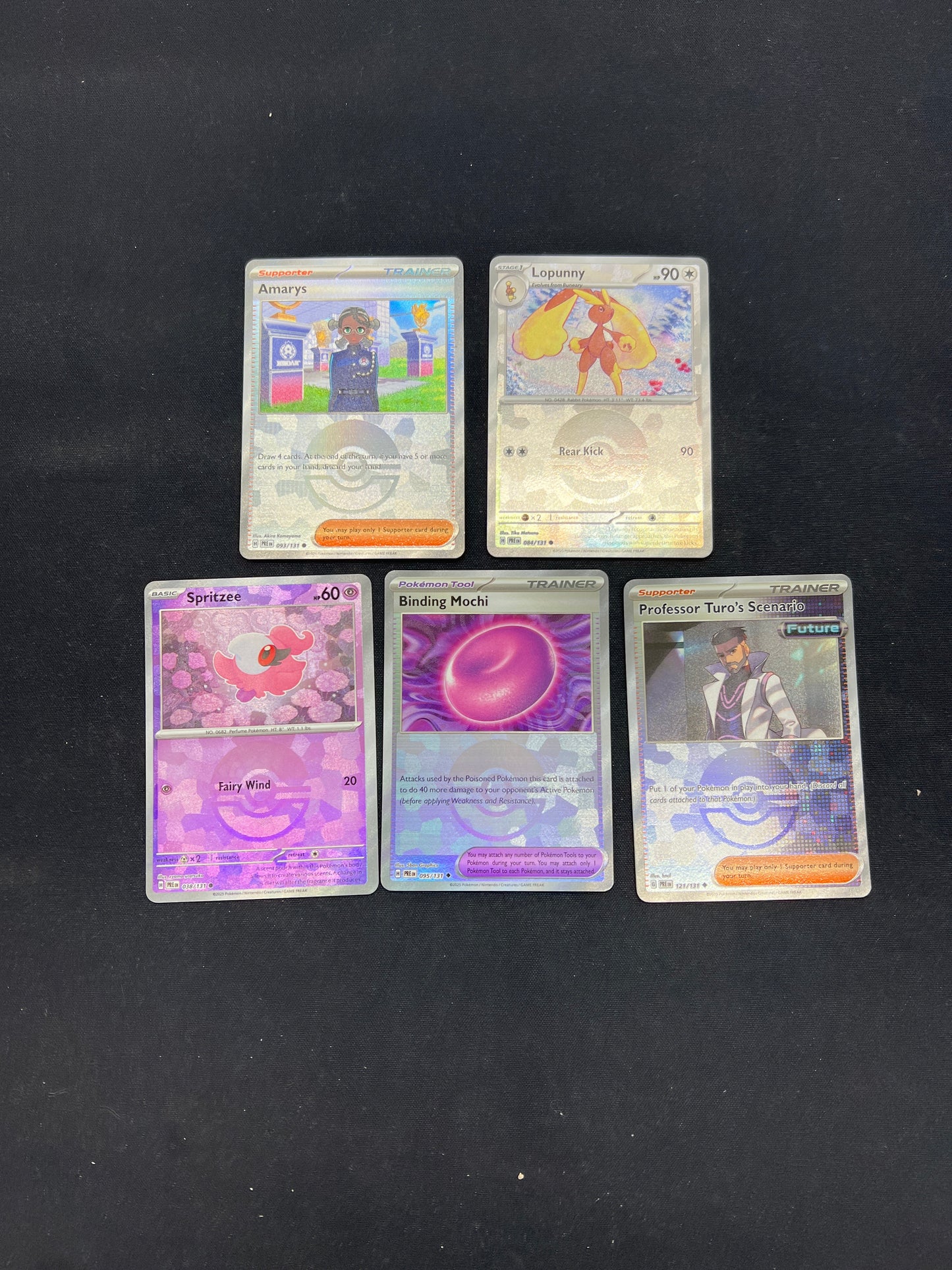 Auction Lot 247: Pokemon Cards Lot of 5 Assorted Pokeball Patterns Prismatic Evolutions Conditions Vary