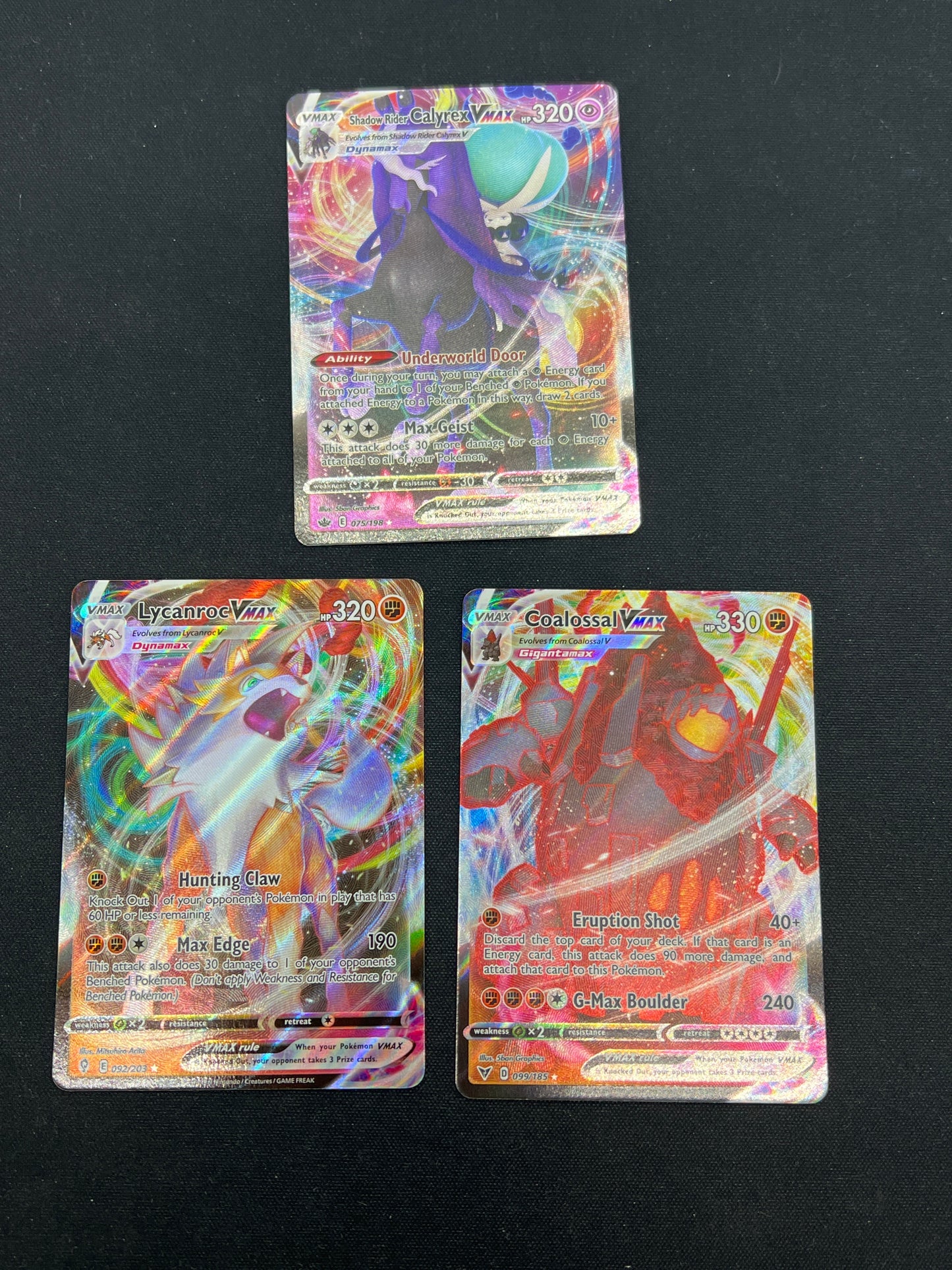 Auction Lot 352: Pokemon Cards Assorted Lot of 3 SWSH VMAX Full Arts Conditions Vary