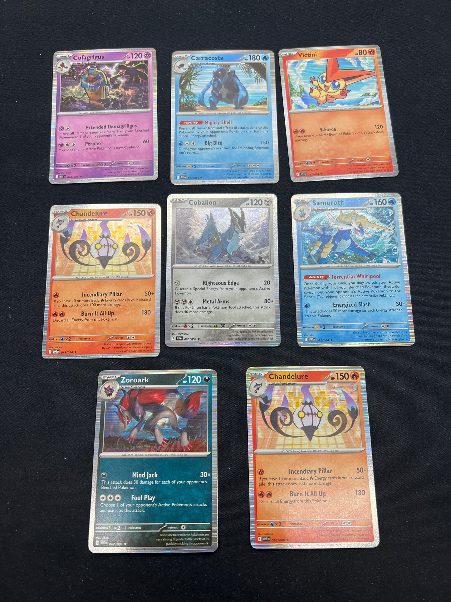 Auction Lot 81: Pokemon Cards Lot of 8 Holos SV Black Bolt White Flare Conditions Vary